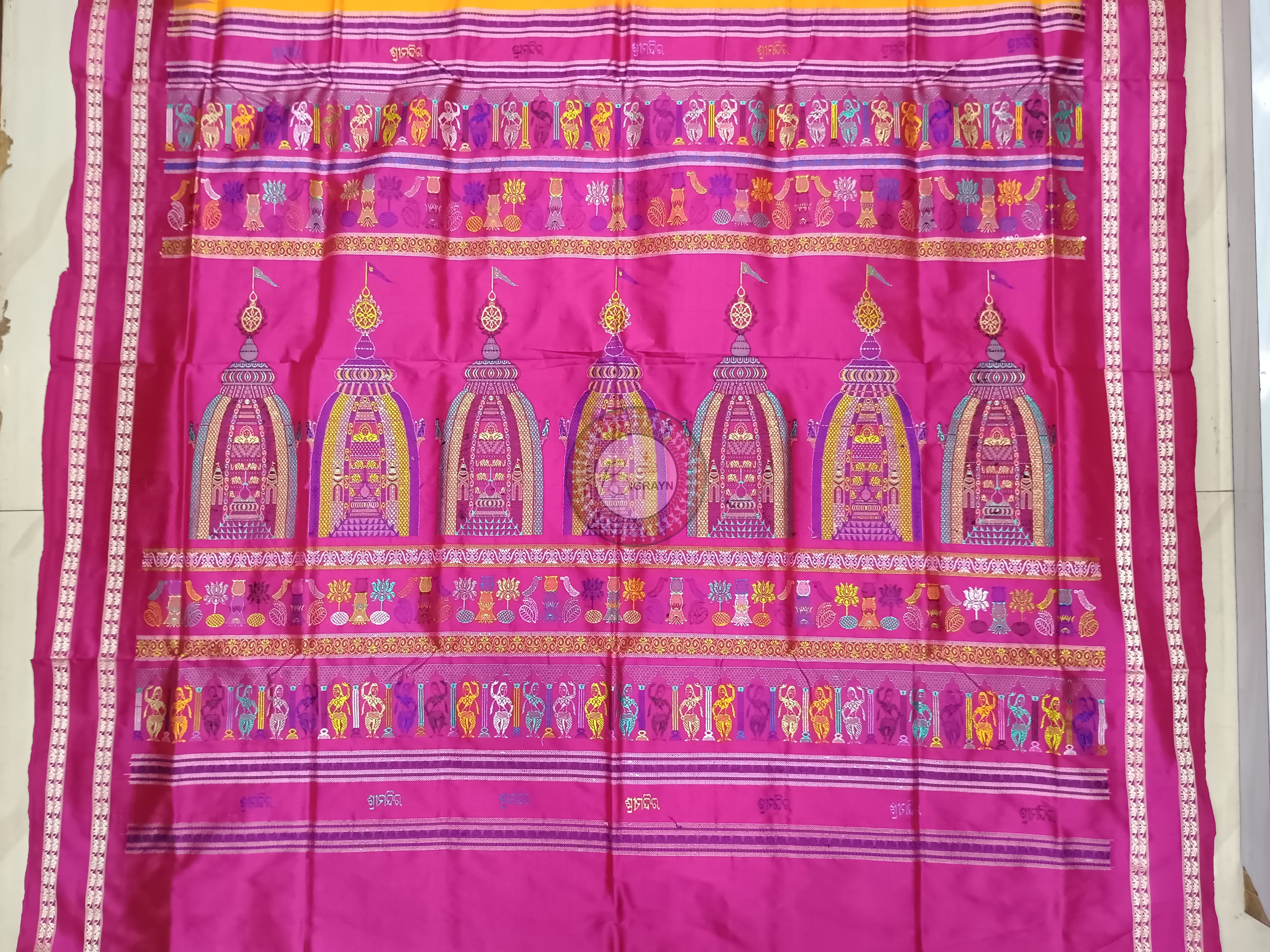 Orange Magenta Sri Mandir Sambalpuri Silk Saree