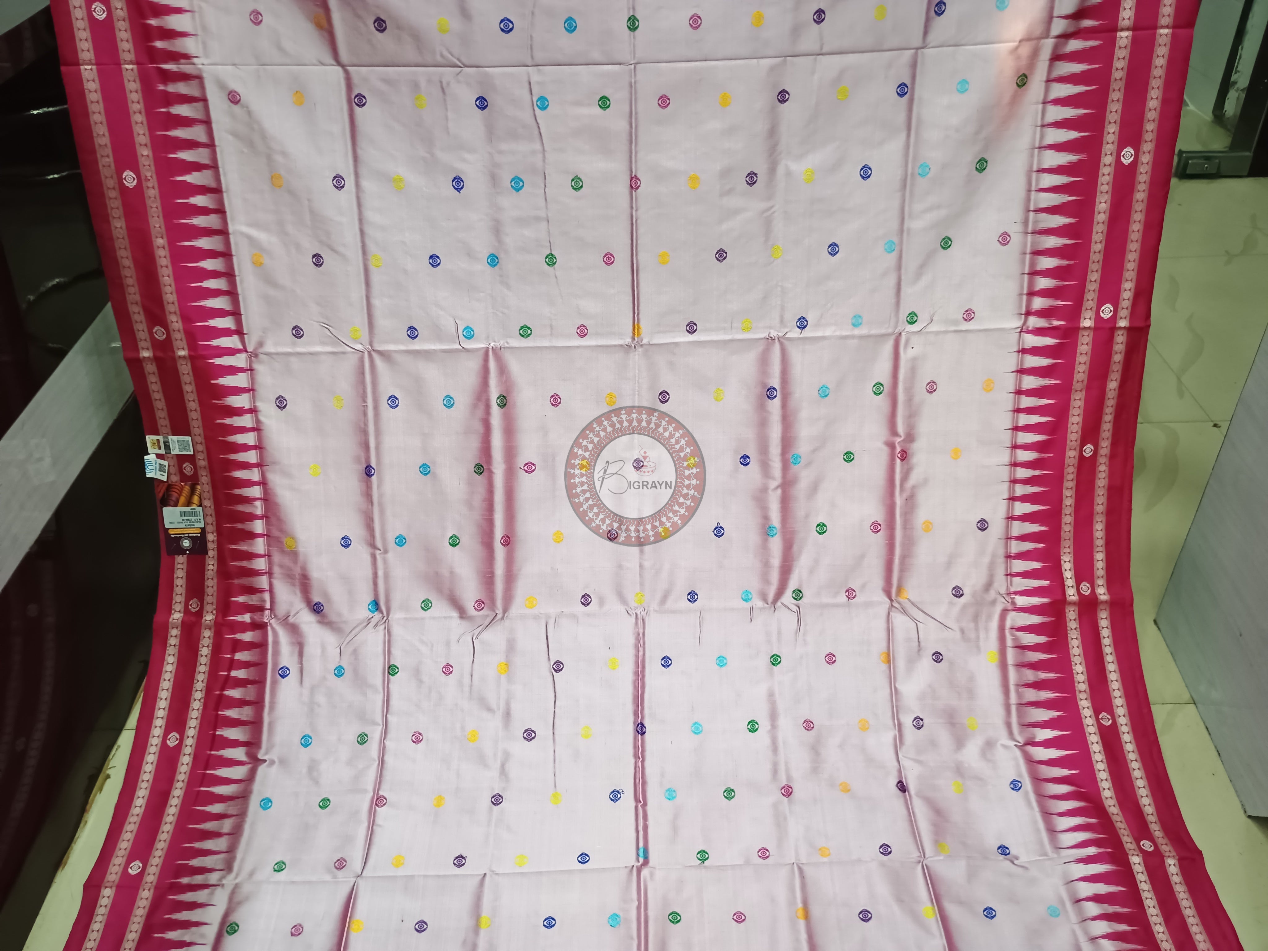 Pink Magenta Neela Chakra Sambalpuri Silk Saree