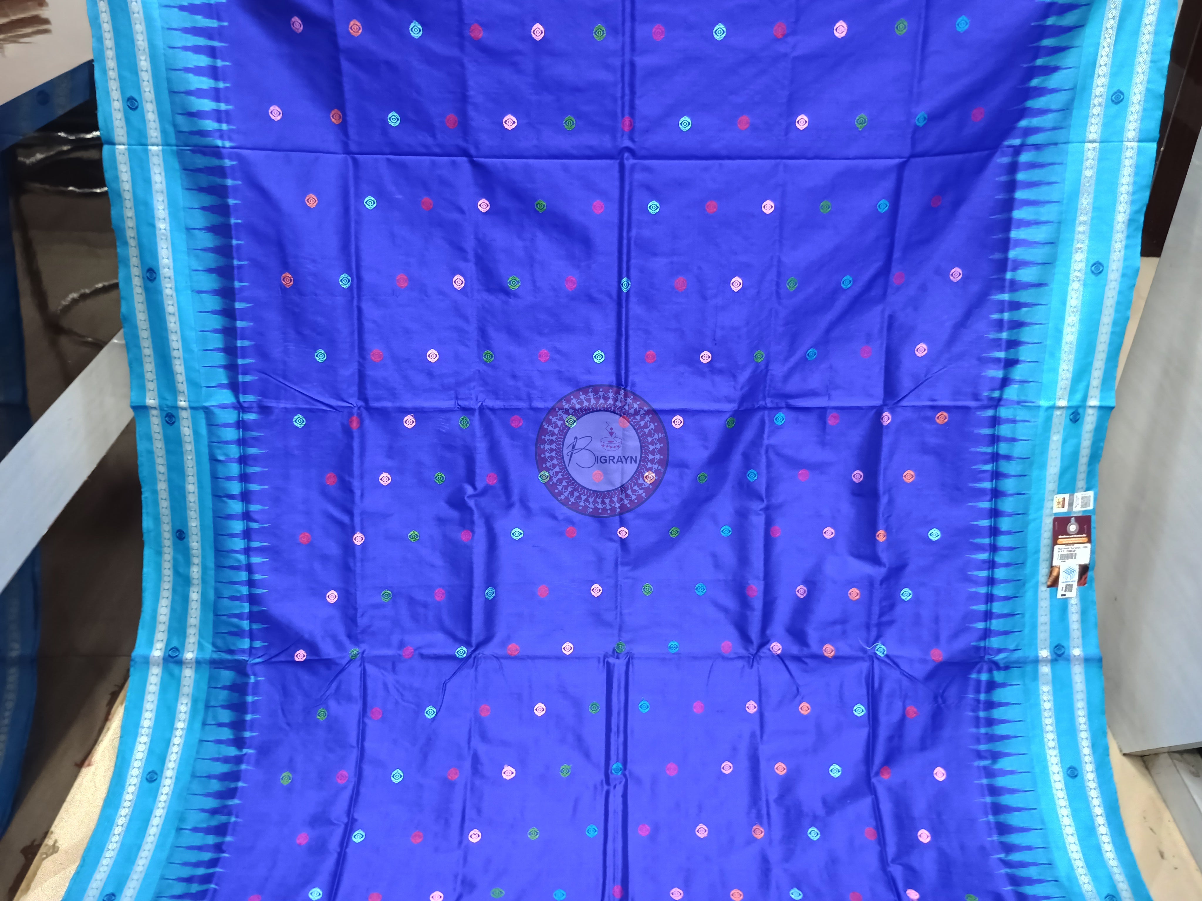 Blue Copper Sulphate Neela Chakra Sambalpuri Silk Saree