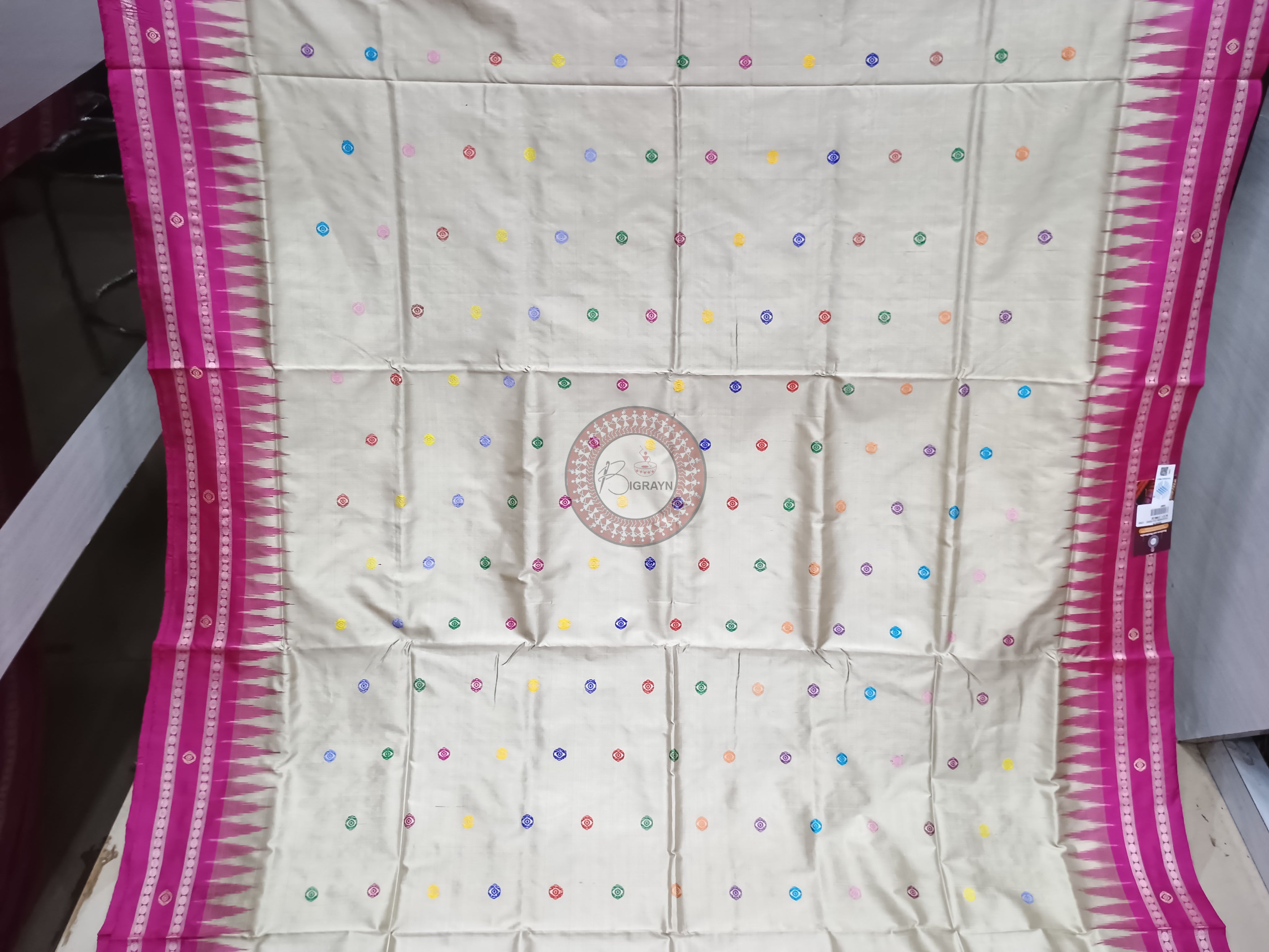 Grey Magenta Neela Chakra Sambalpuri Silk Saree