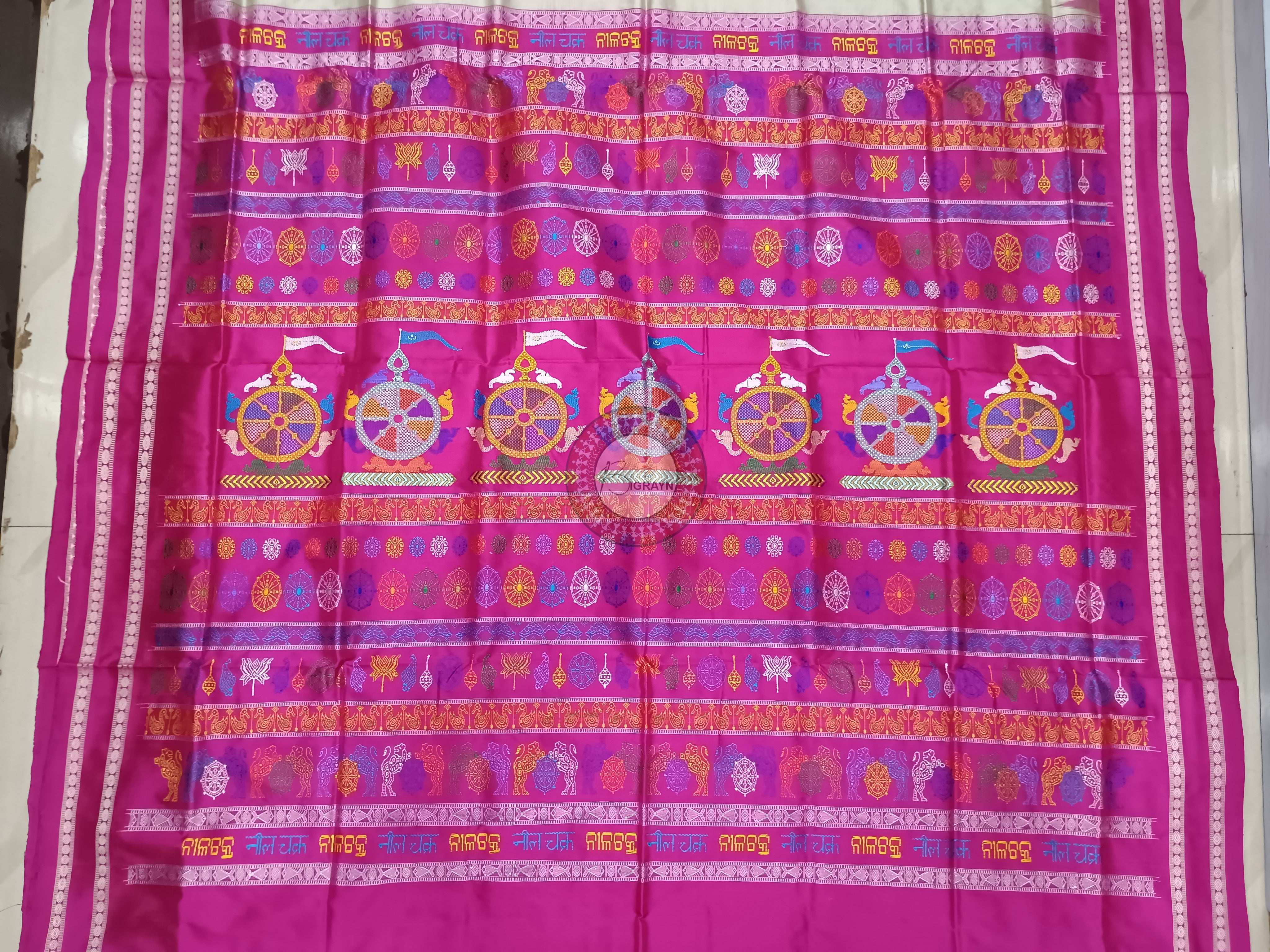 Grey Magenta Neela Chakra Sambalpuri Silk Saree