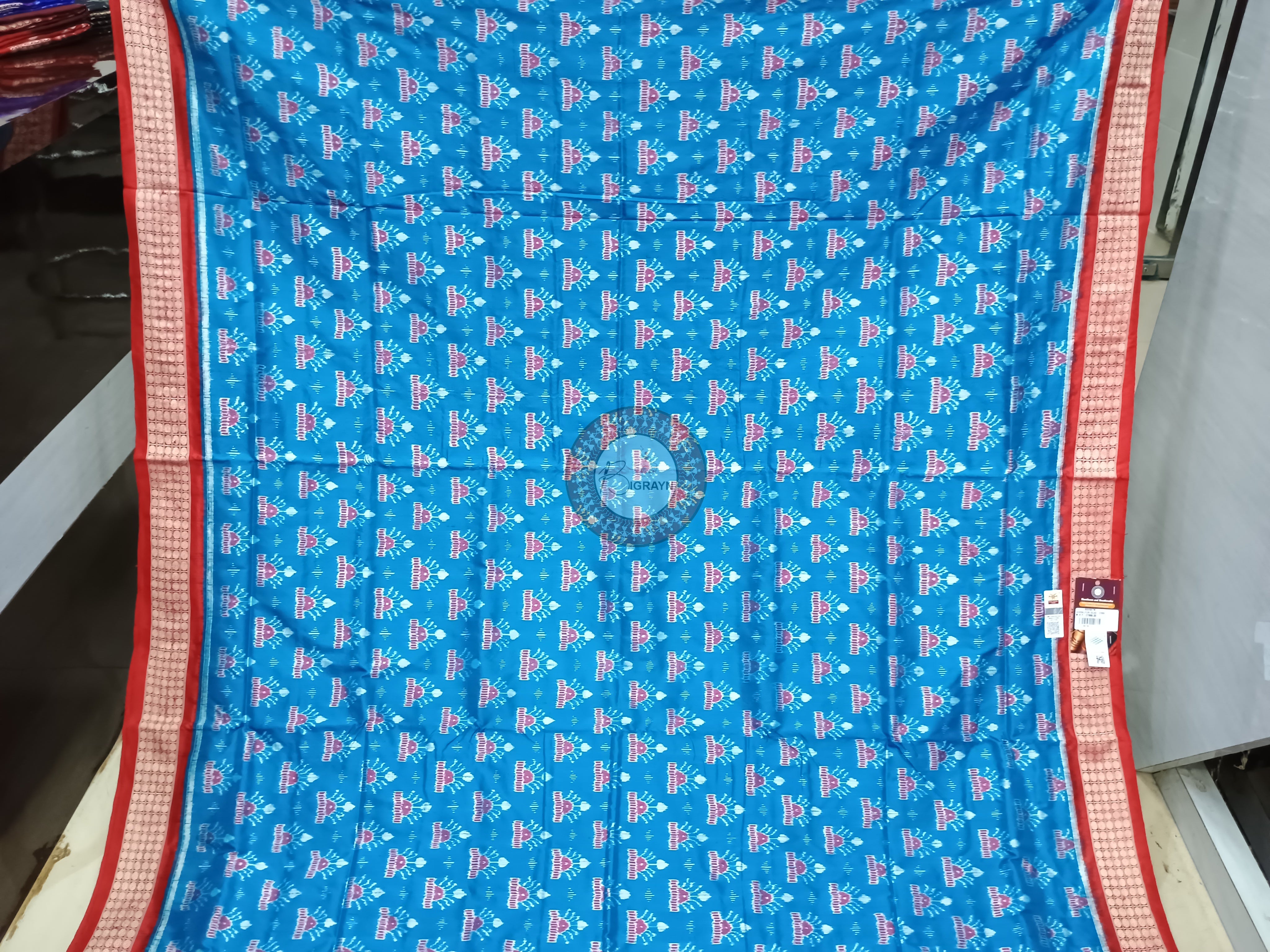Copper Sulphate Red Tree Sambalpuri Silk Saree