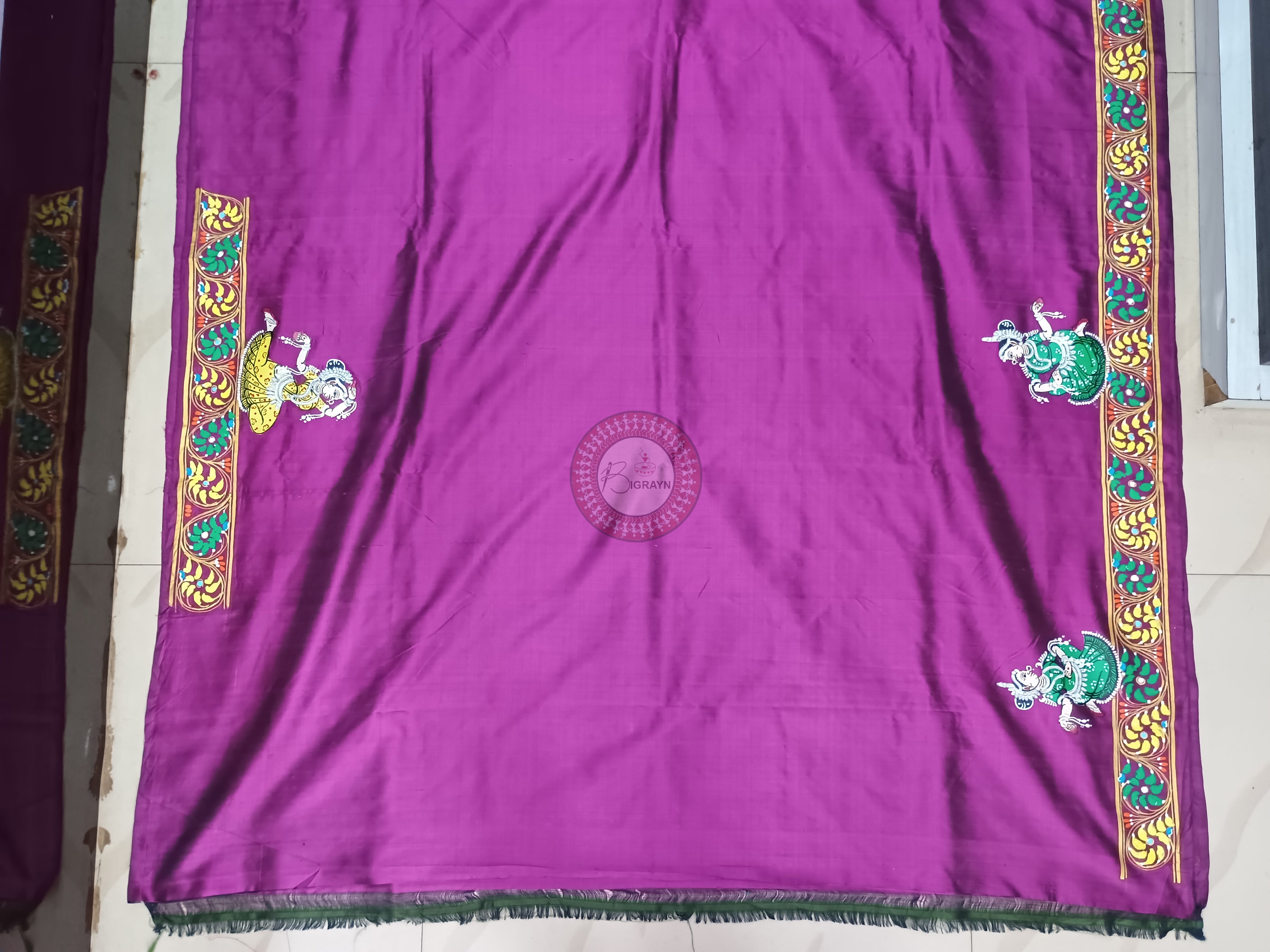 Purple Ratha Yatra Theme Pattachitra Silk Saree