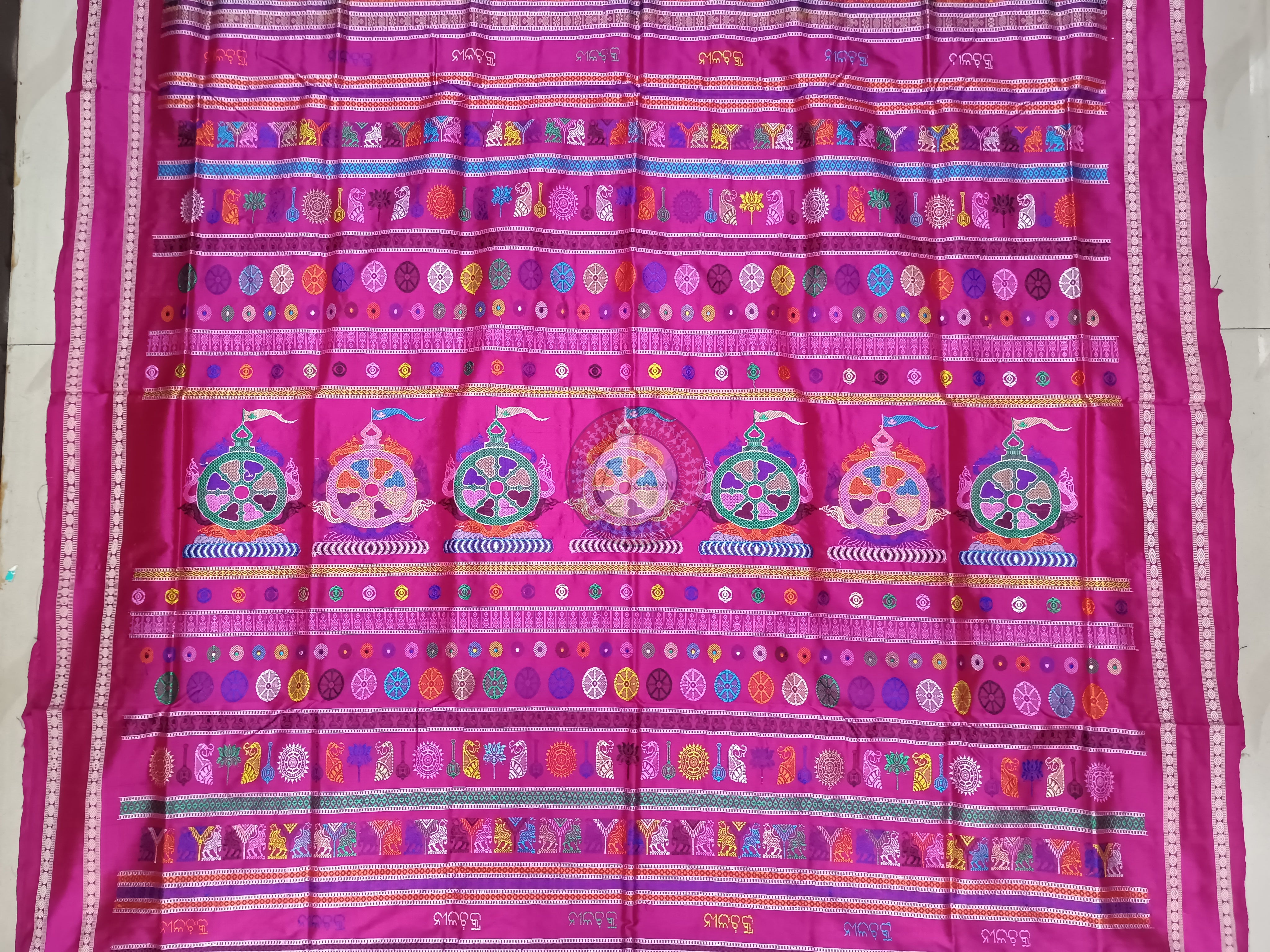 Black Magenta Neela Chakra Sambalpuri Silk Saree