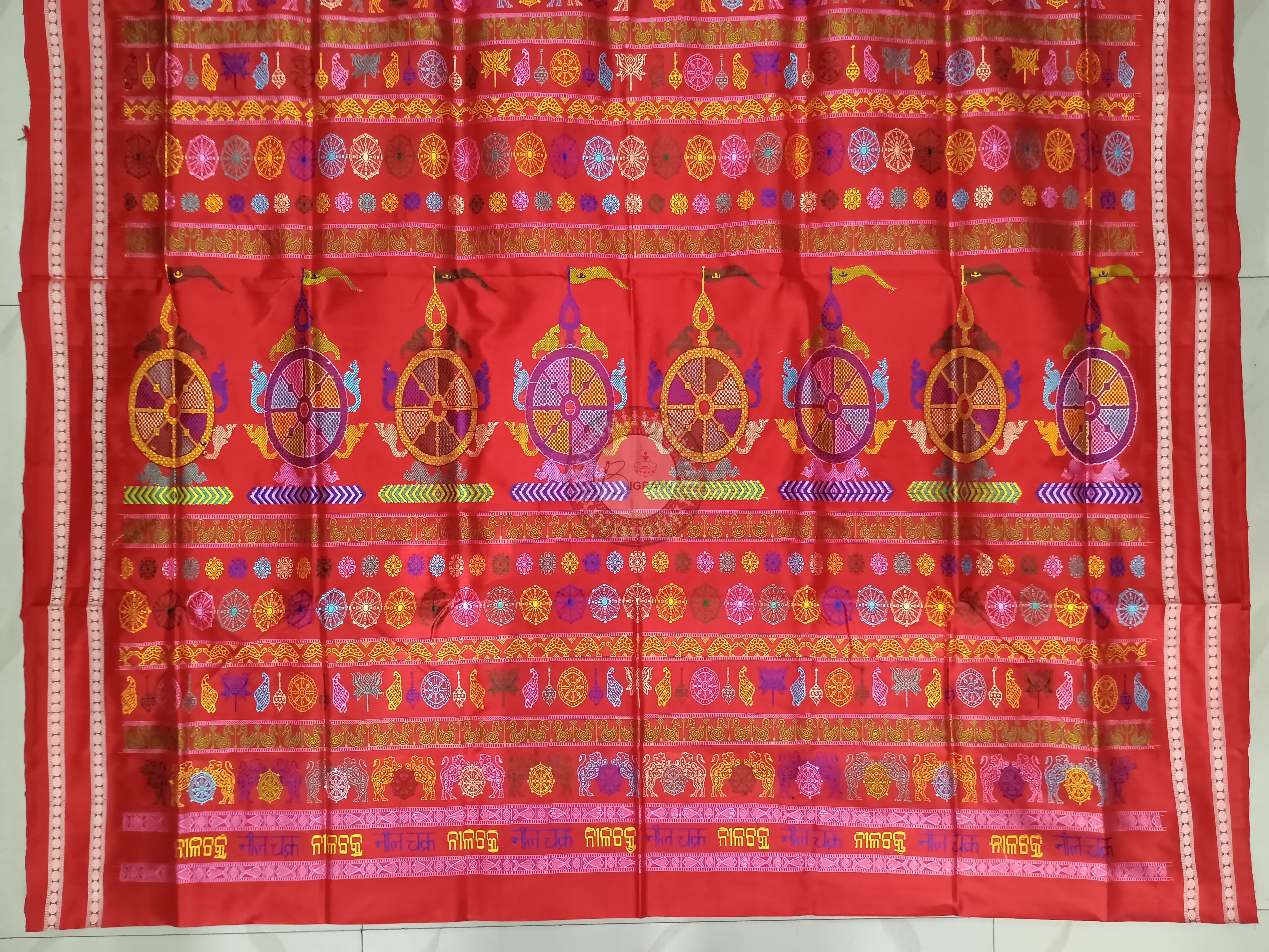Black Red Neela Chakra Sambalpuri Silk Saree