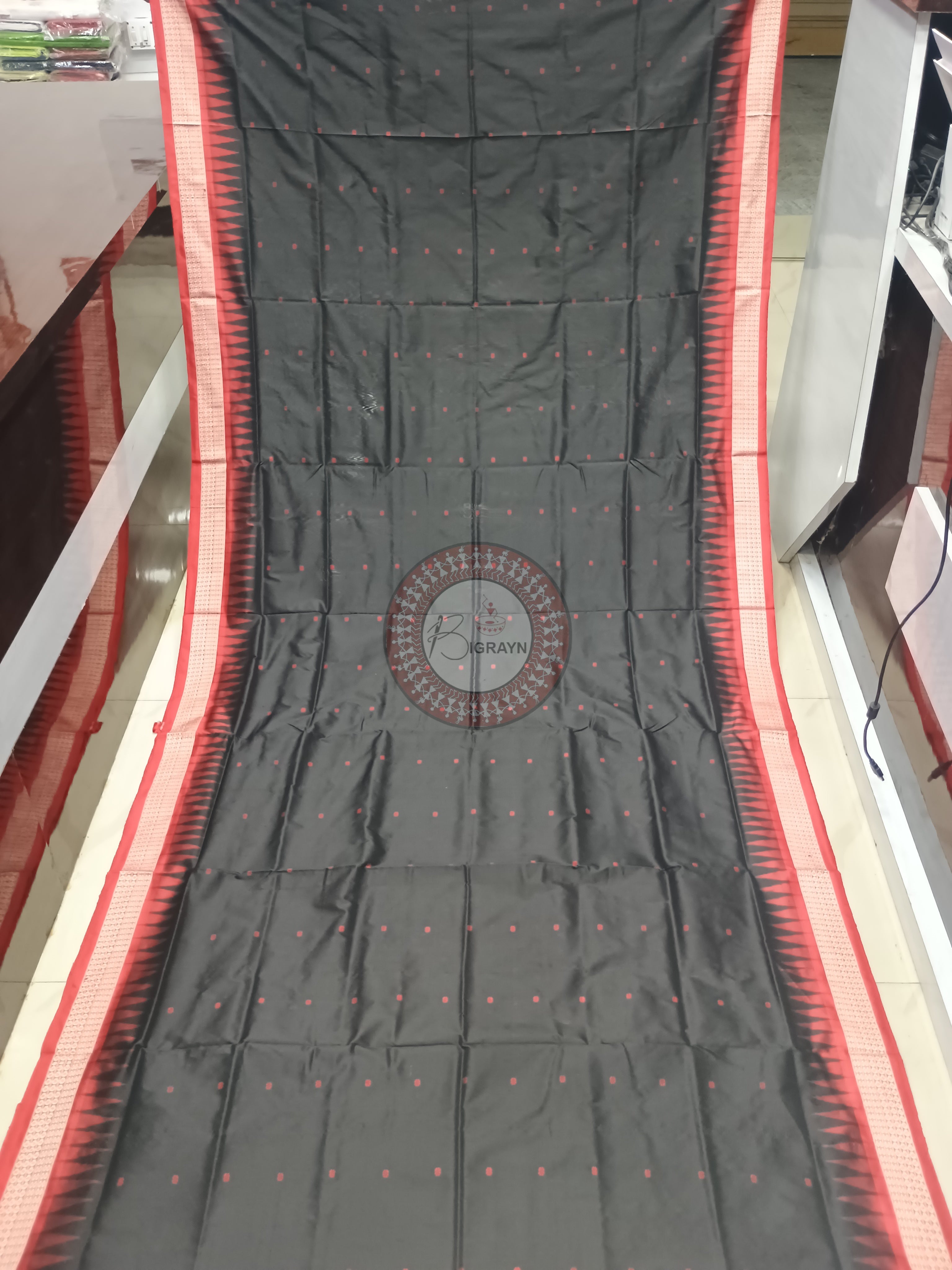 Black Red Nartaki Pallu Exclusive Sambalpuri Silk Saree