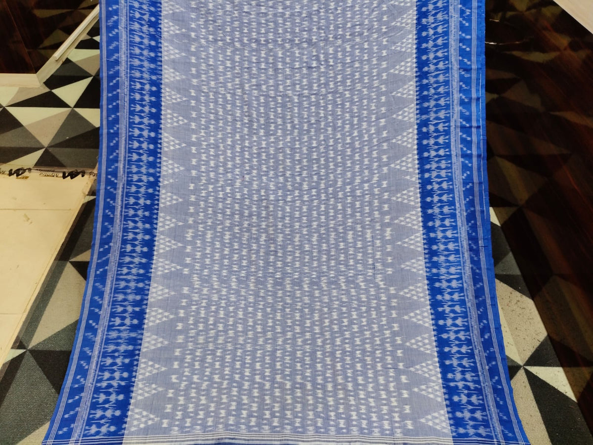 Ink Blue Blue Scot Tribal Design Khandua Cotton Saree