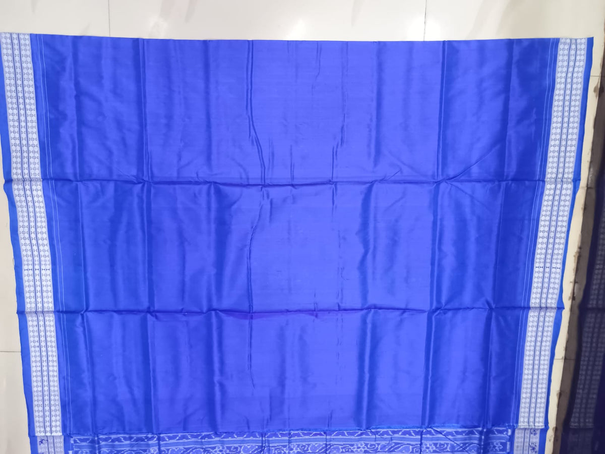 Magenta Blue Lotus And Parrot Design Sambalpuri Silk Saree