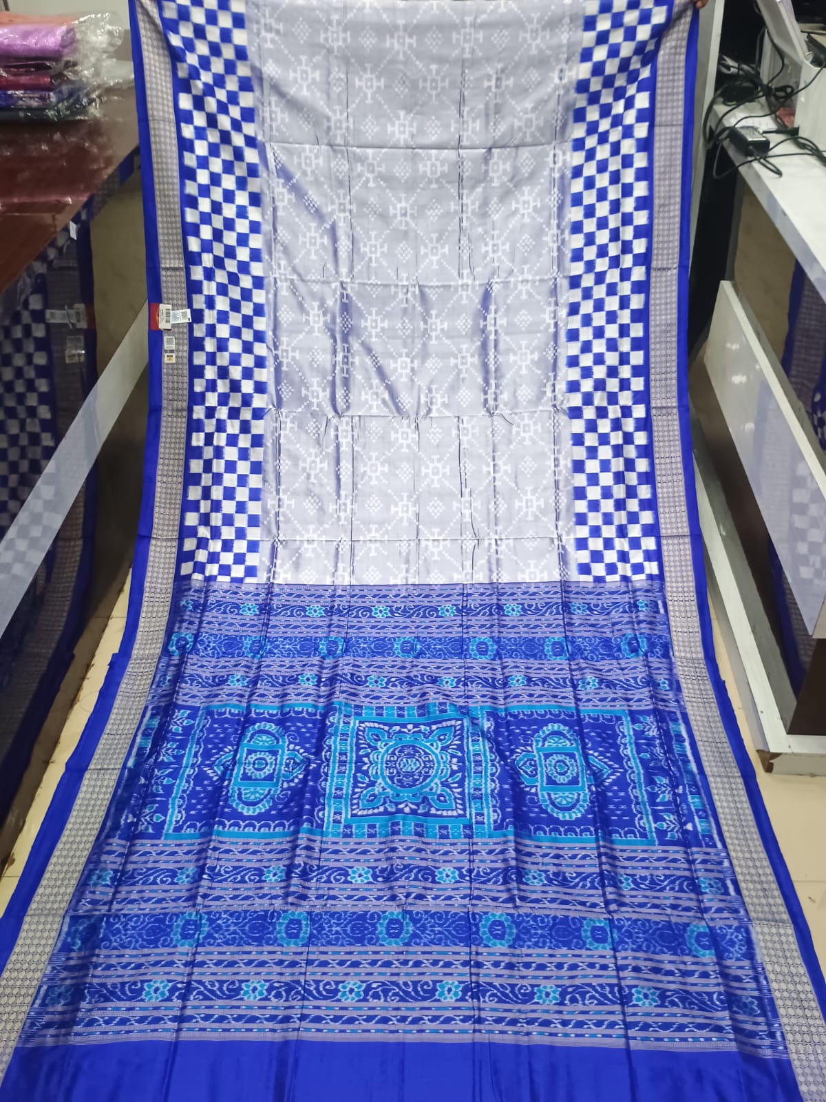 Ink Blue Blue Pasapali Sambalpuri Silk Saree