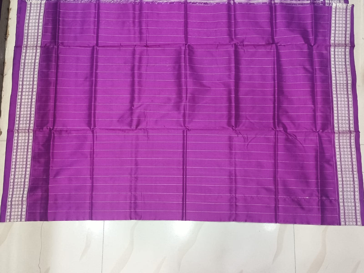 Pink & Deep Purple Tribal And Tree Design Sambalpuri Silk Saree