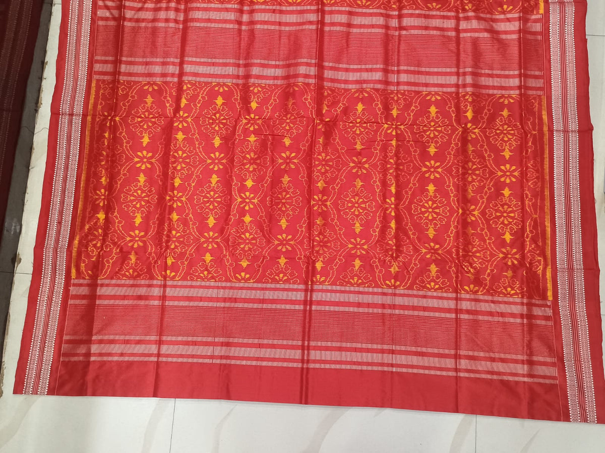 Royal Blue and White Handwoven Sambalpuri Vichitrapuri Pure Silk Saree