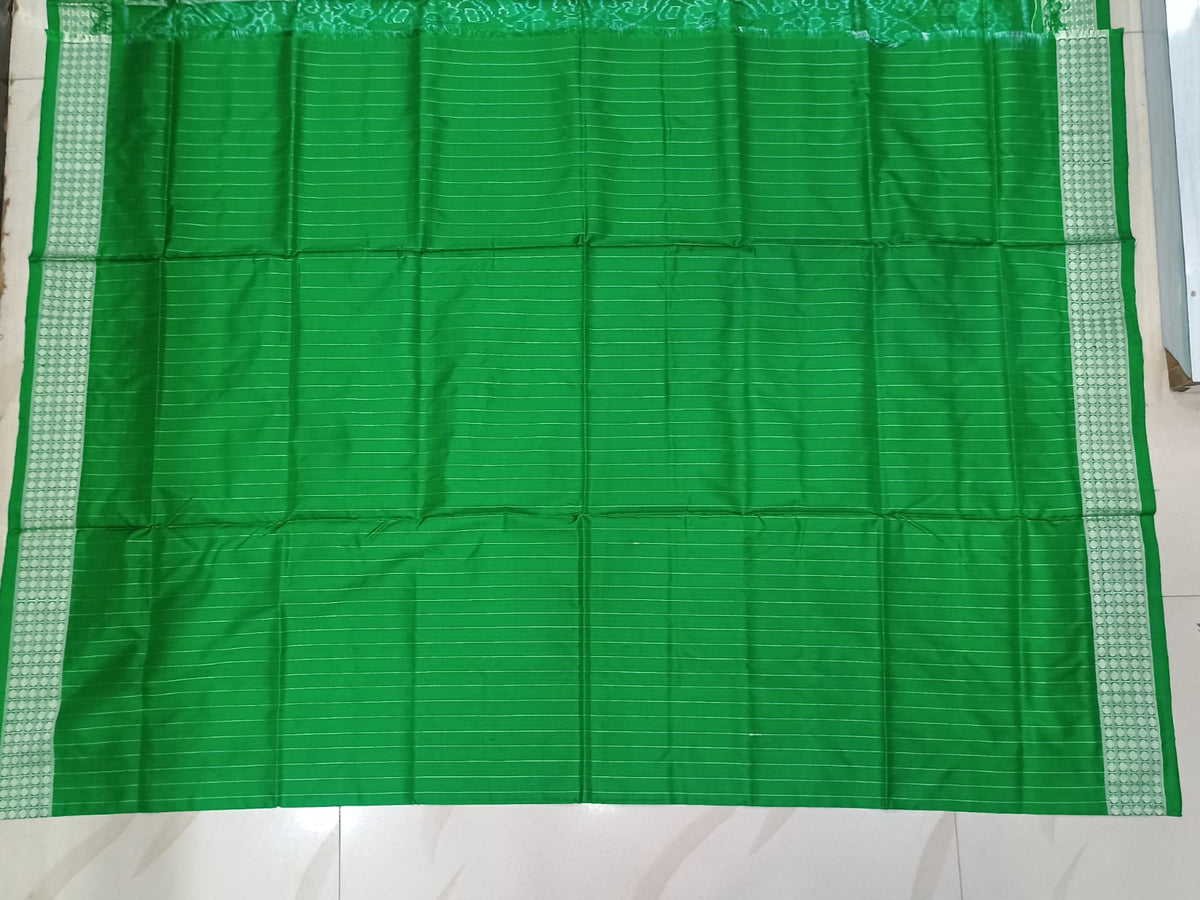 Rani Pink Green Jungle  Design Sambalpuri Silk Saree