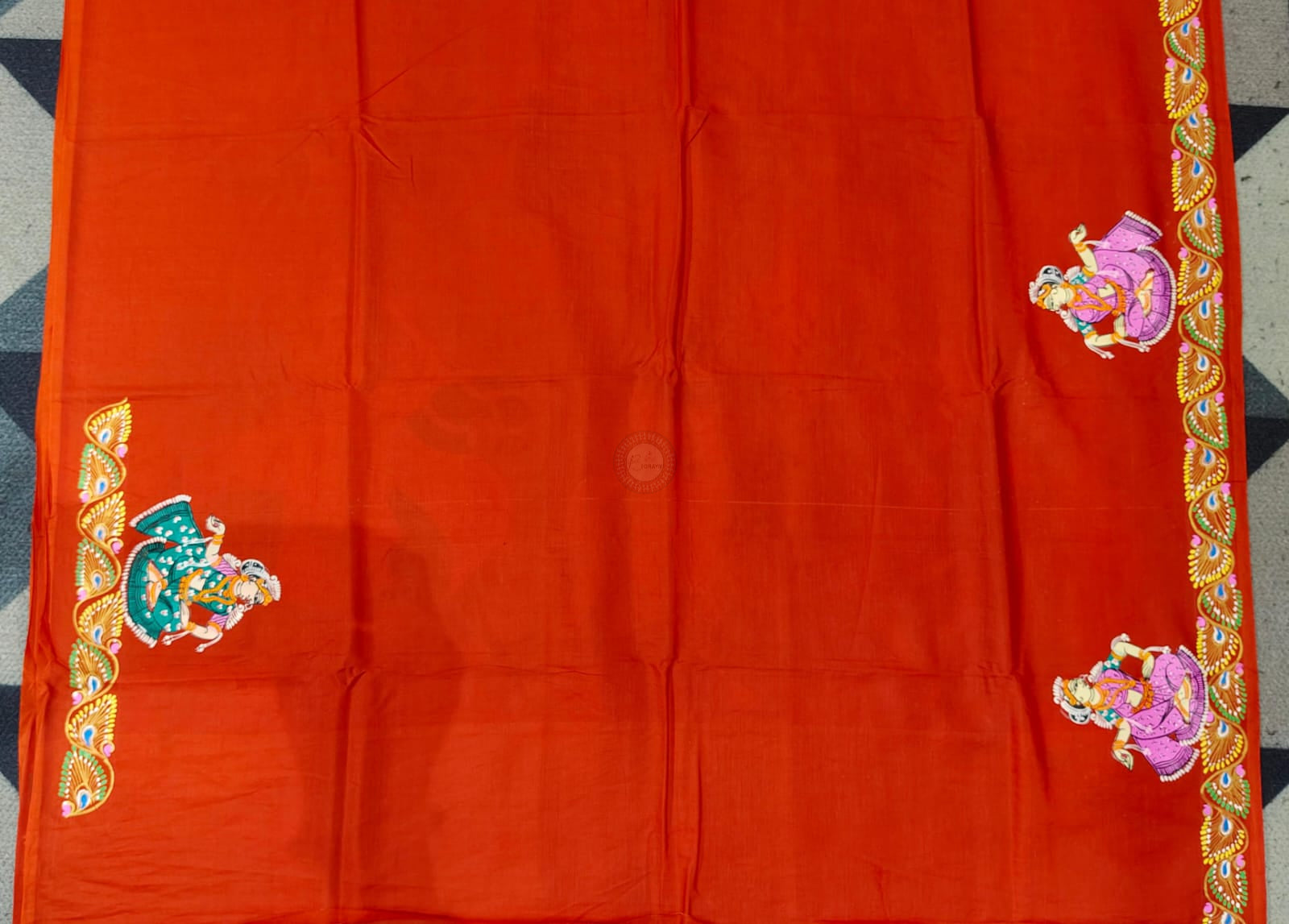 Red Kanchi Abhijan Theme Pattachitra Khadi Silk Saree