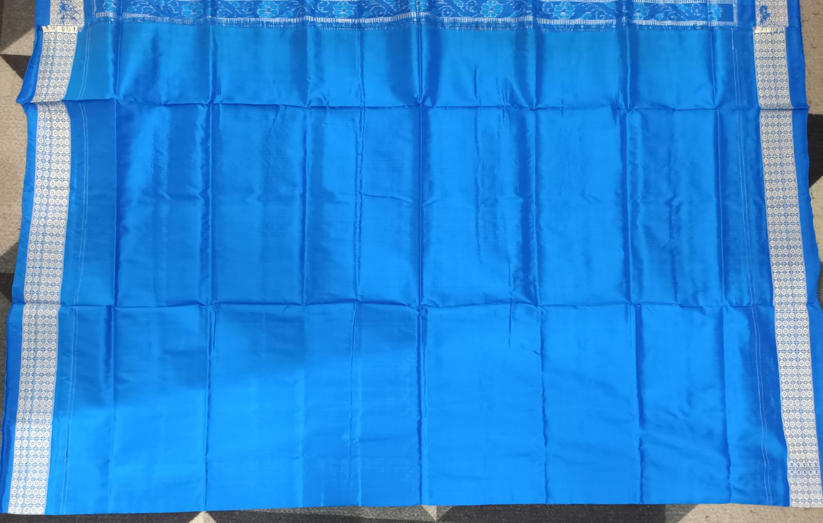 Blue Copper Sulphate Laxmi Pada And Jhoti Design Sambalpuri Silk Saree