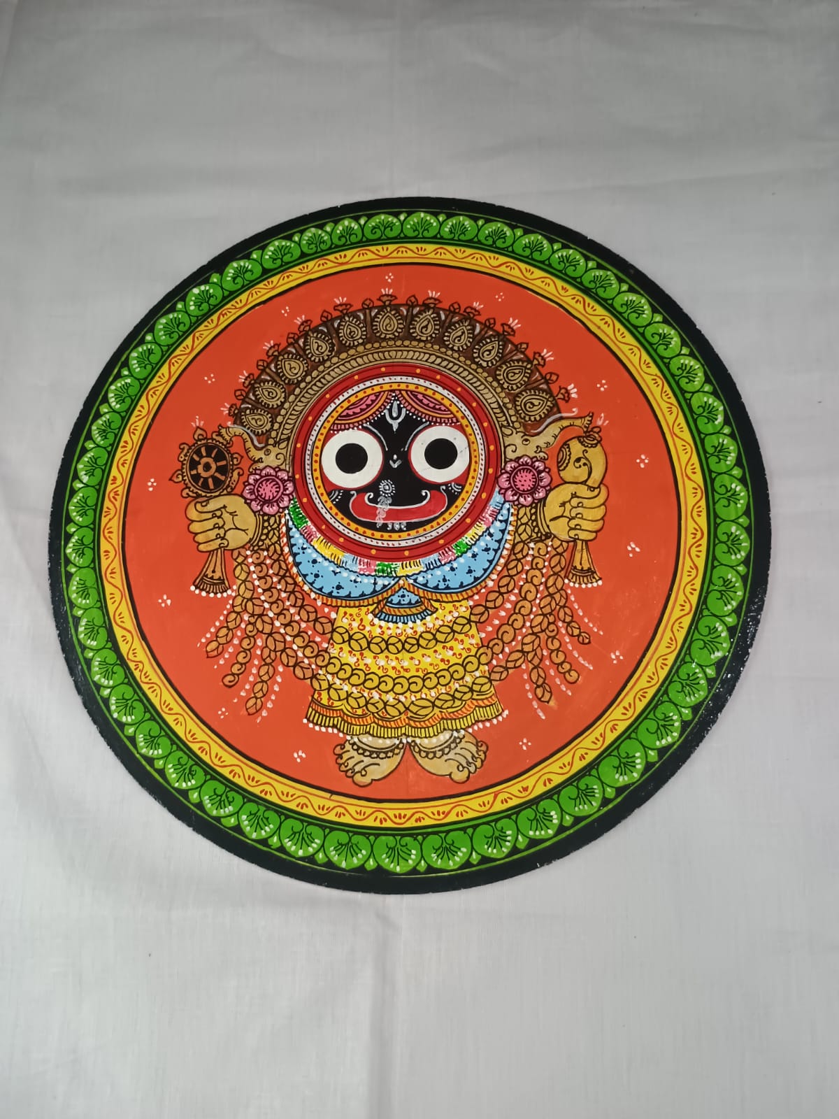 Hand-Painted Lord Jagannath Suna Besha Pattachitra Wooden Wall Plate | Odisha Traditional Art