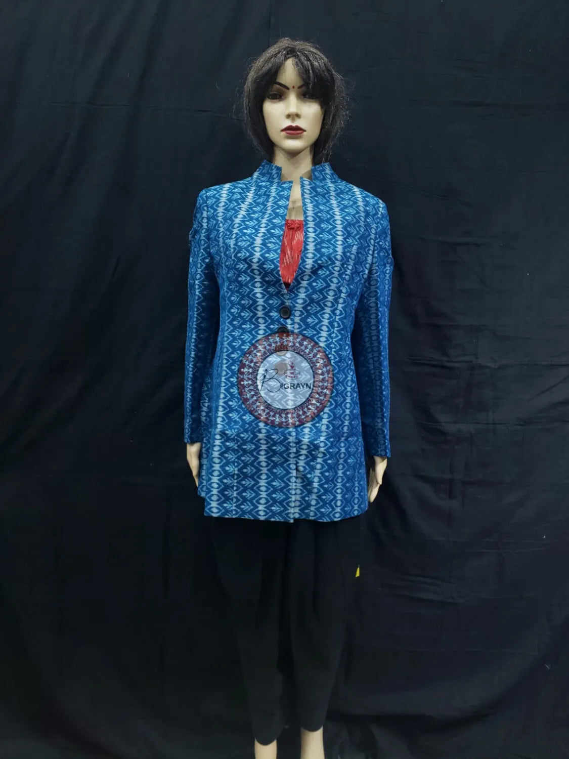 Teal Blue Sambalpuri Bandha Women’s Blazer
