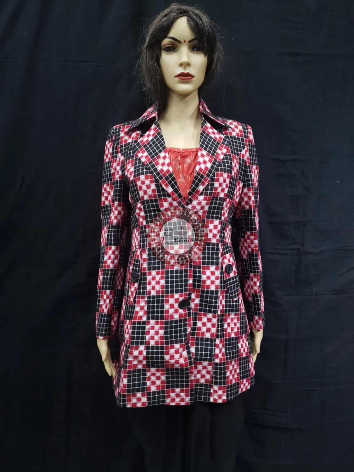 Black Checks Red Pasapali Women’s Blazer