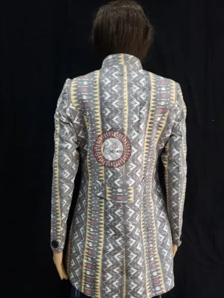 Grey Tribal Waves Bandha Women’s Blazer