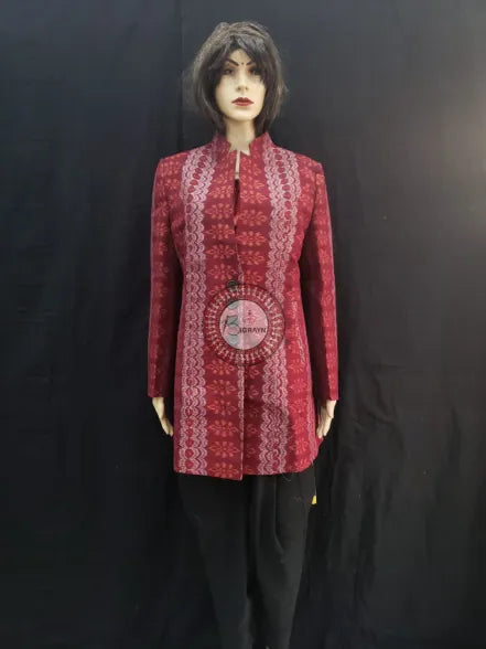 Maroon Flowers Bandha Women’s Blazer