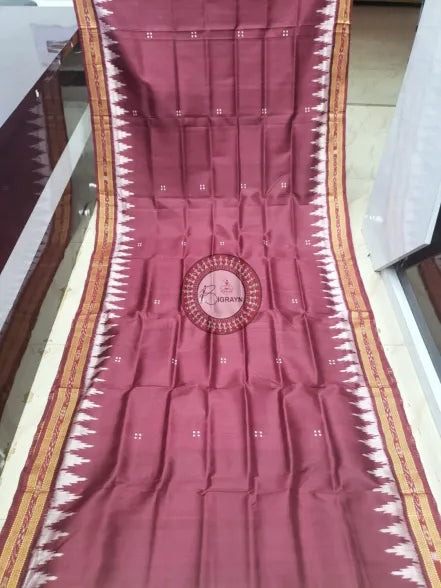 Maroon Buti Kumbha Khandua Silk Saree