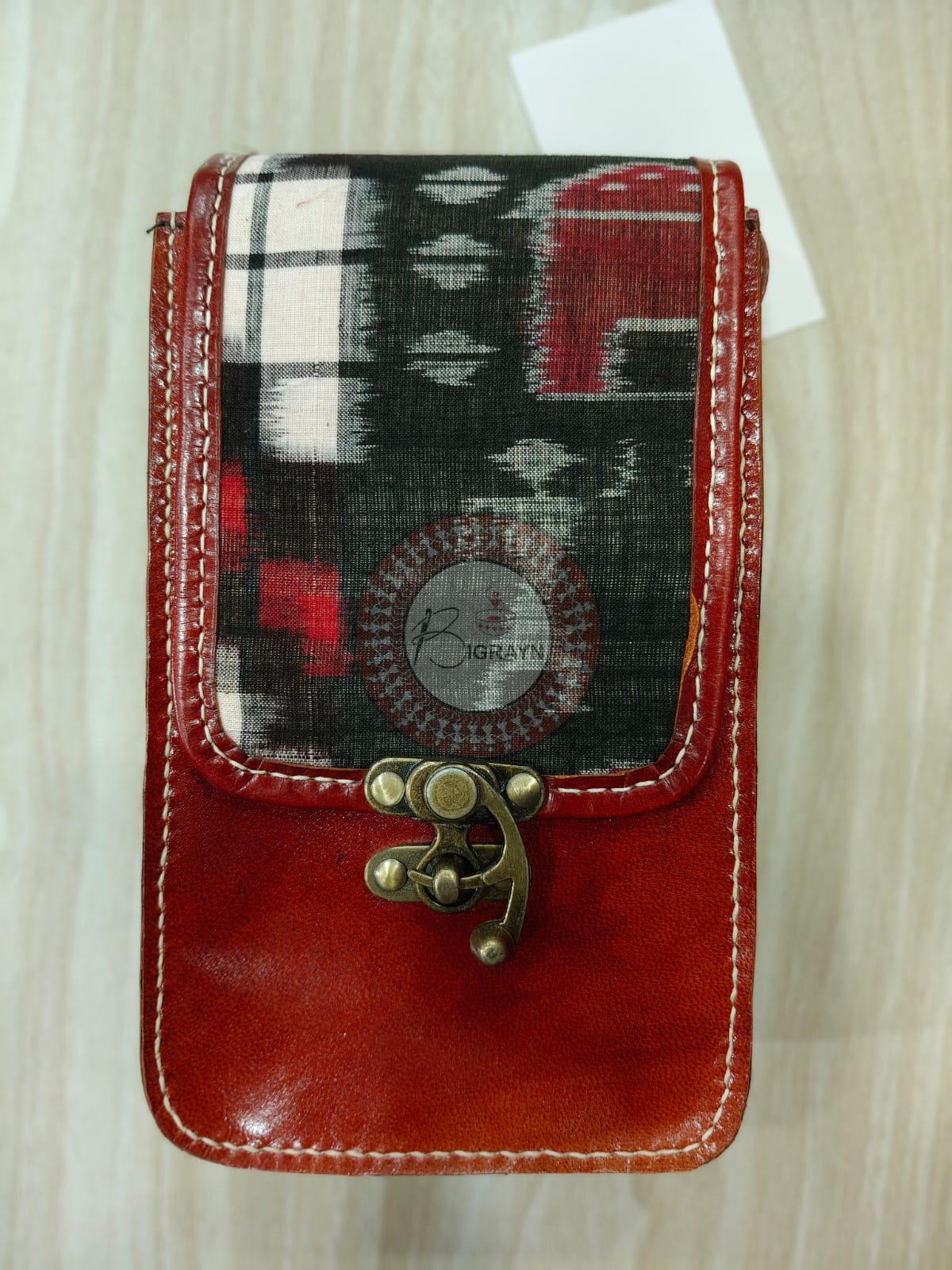 Red Black Pasapali And Tribal Leather Sling Bag