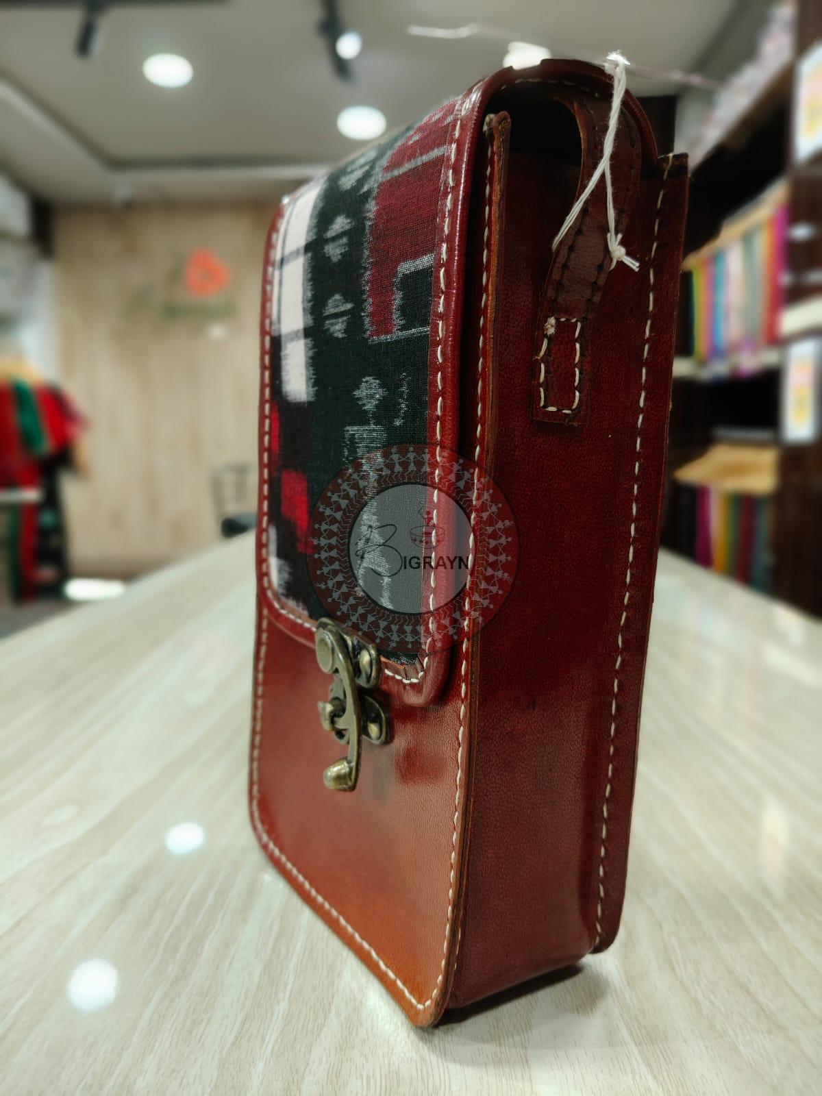 Red Black Pasapali And Tribal Leather Sling Bag