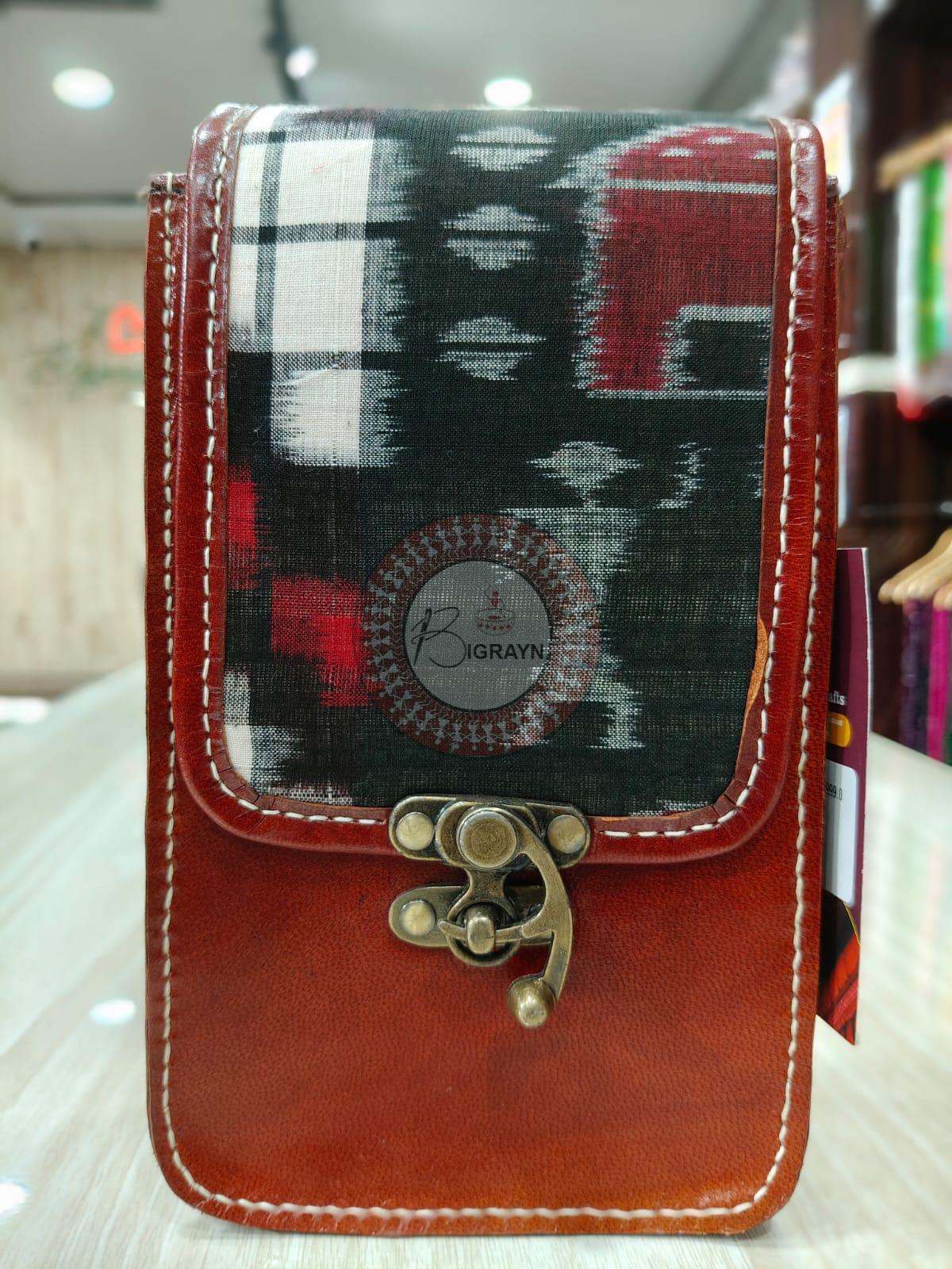 Red Black Pasapali And Tribal Leather Sling Bag