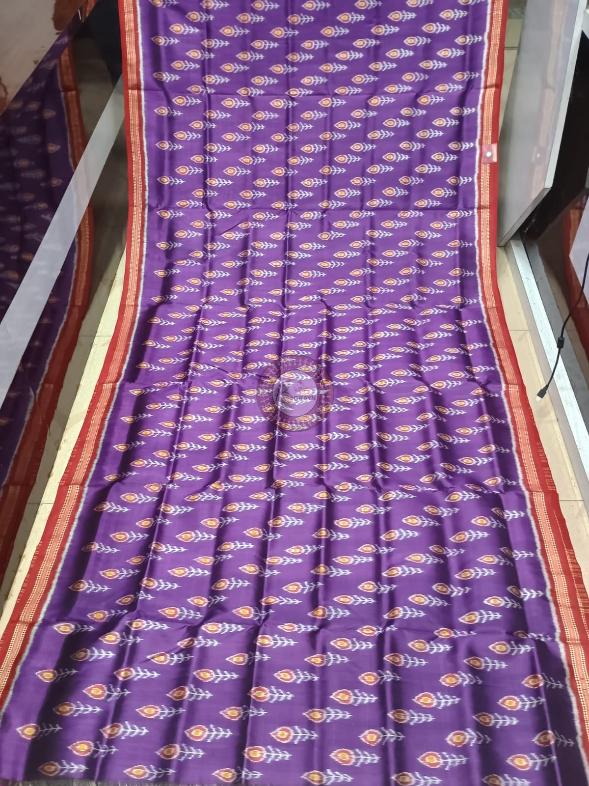 Purple Maroon Mayura Puchha Design Khandua Silk Saree