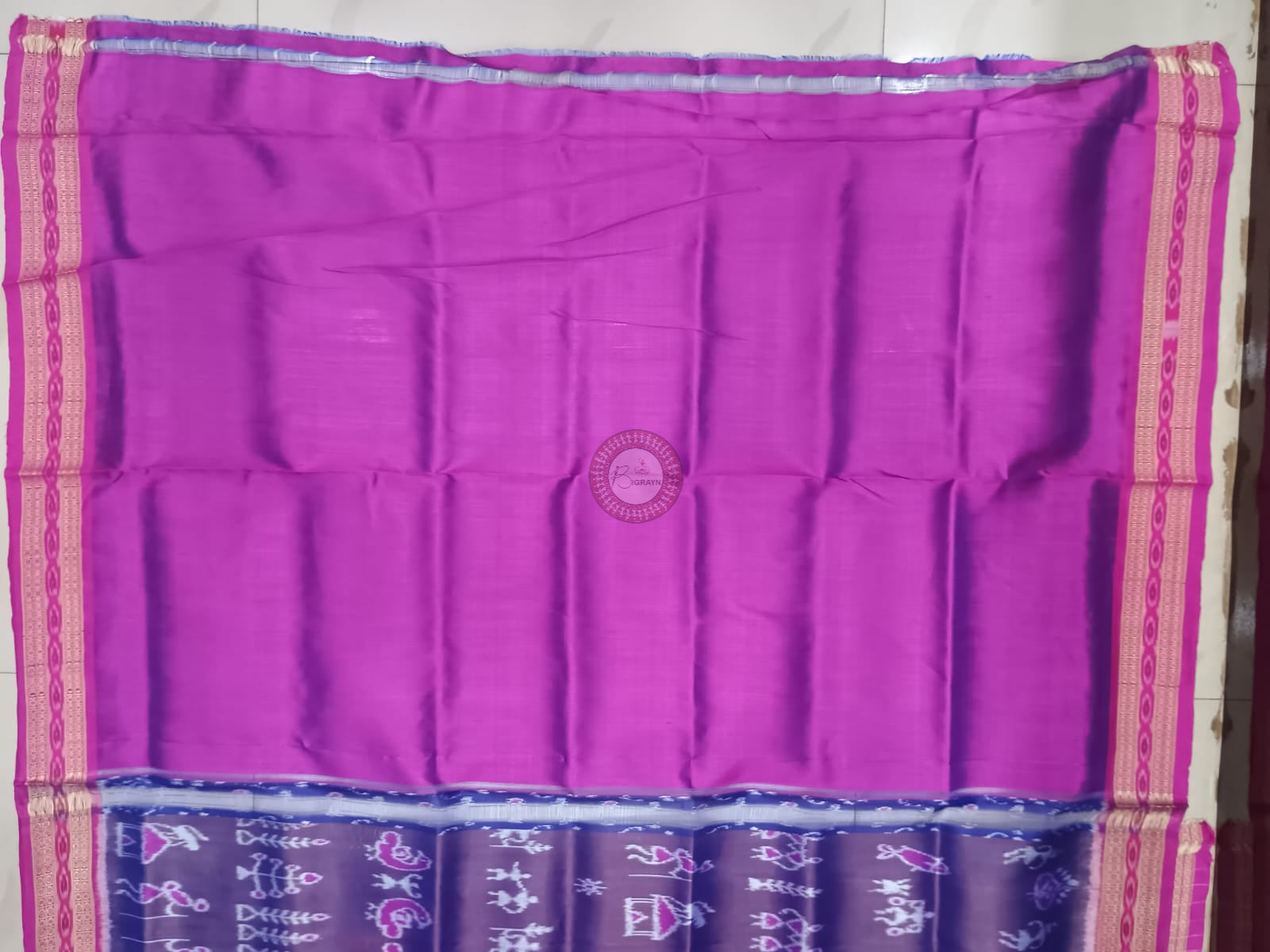 Purple Magenta Tribal And House Design Khandua Silk Saree