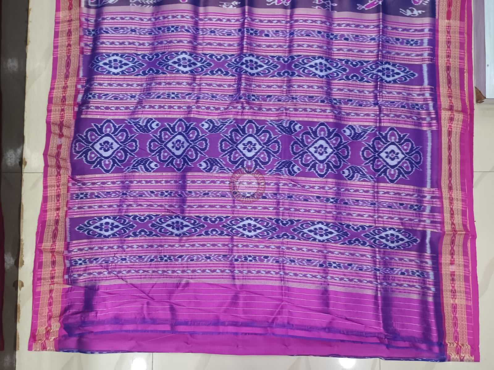 Purple Magenta Tribal And House Design Khandua Silk Saree