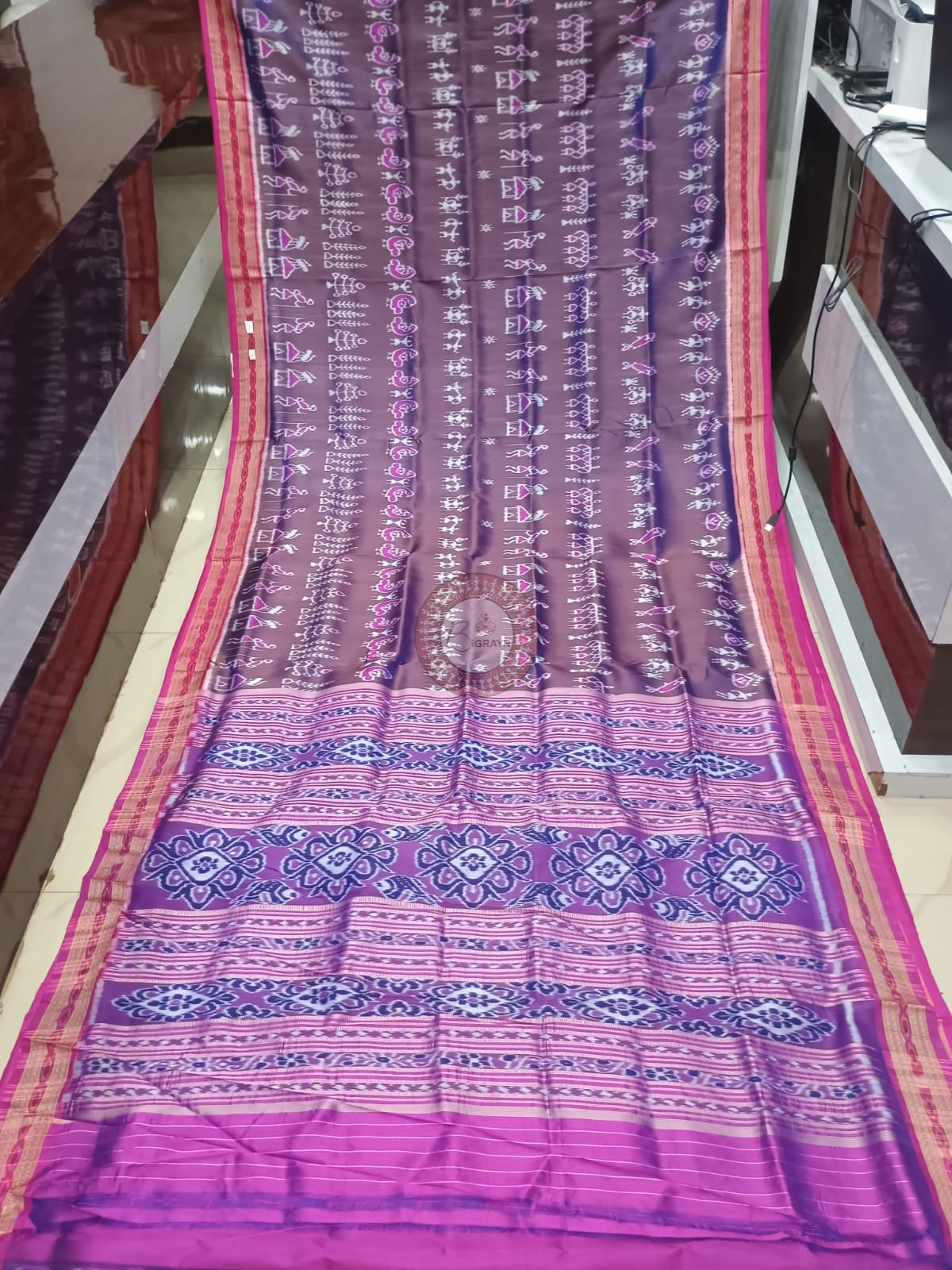 Purple Magenta Tribal And House Design Khandua Silk Saree