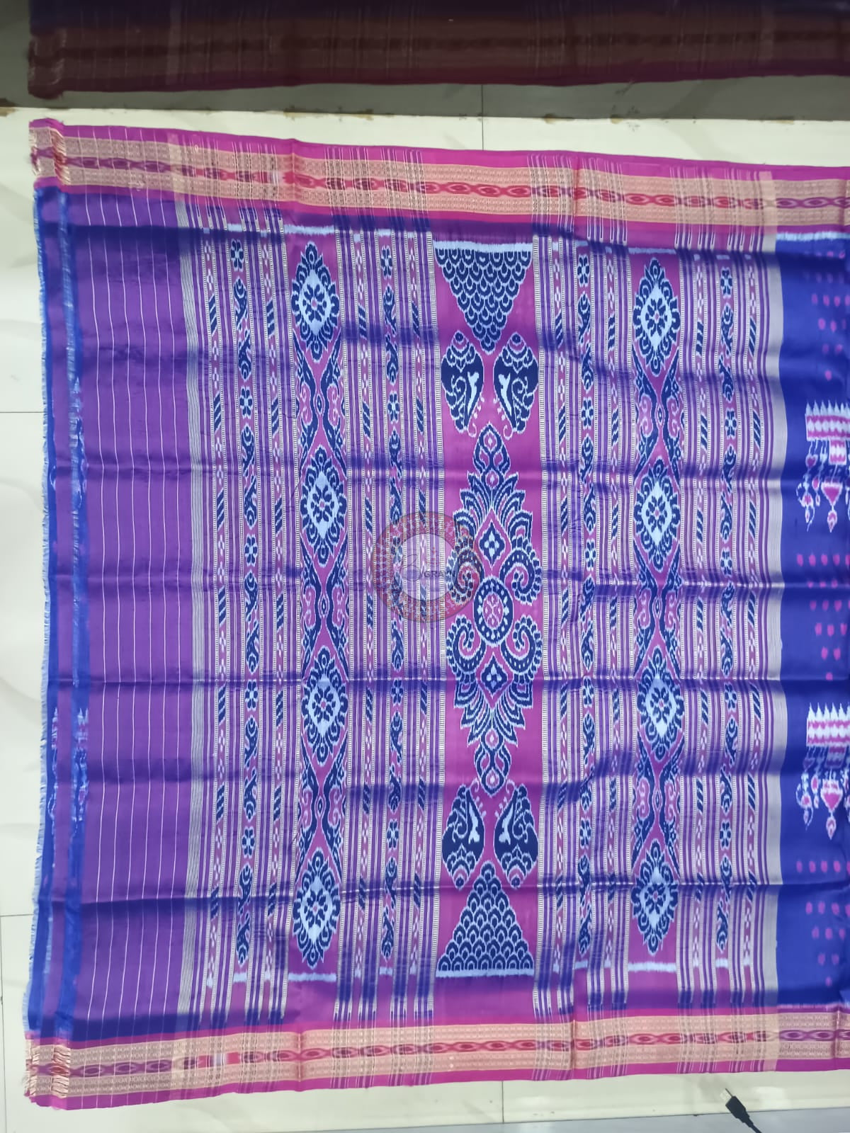 Blue Magenta Tribal And Chita Design Khandua Silk Saree