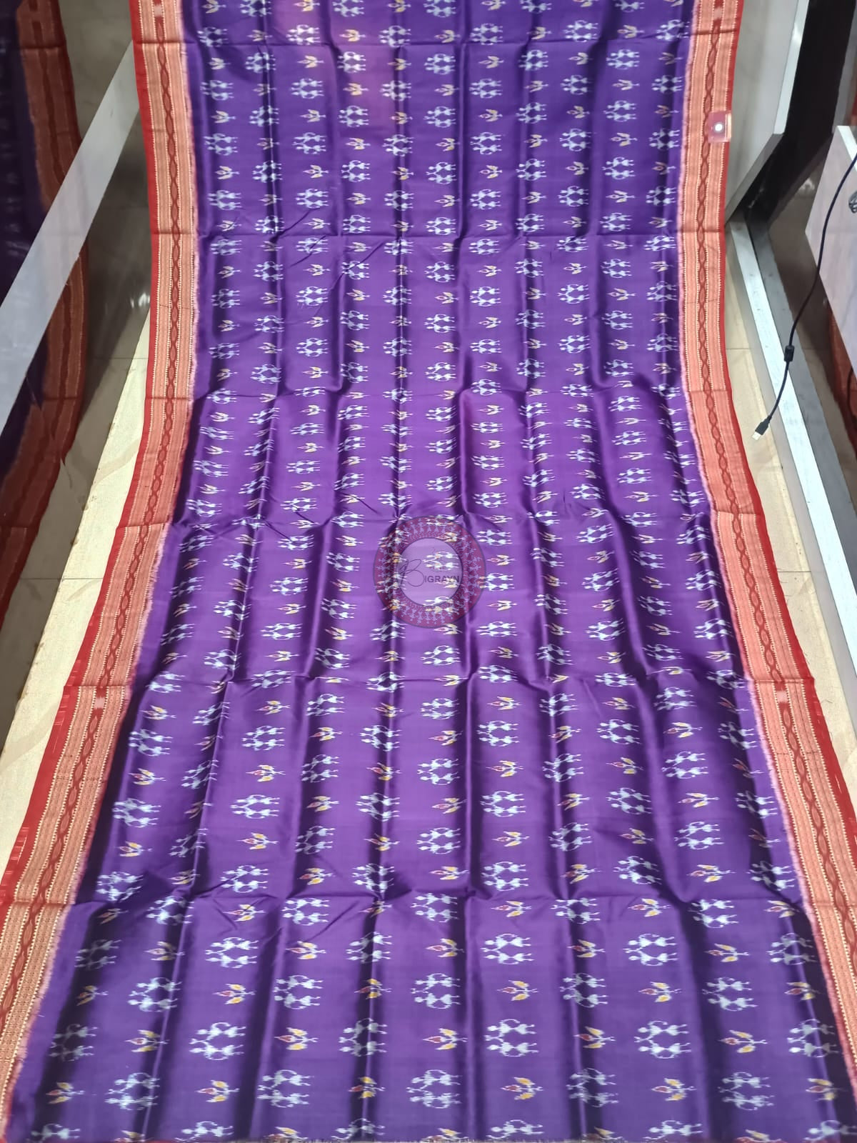 Purple Red Tribal And Tree Design Khandua Silk Saree