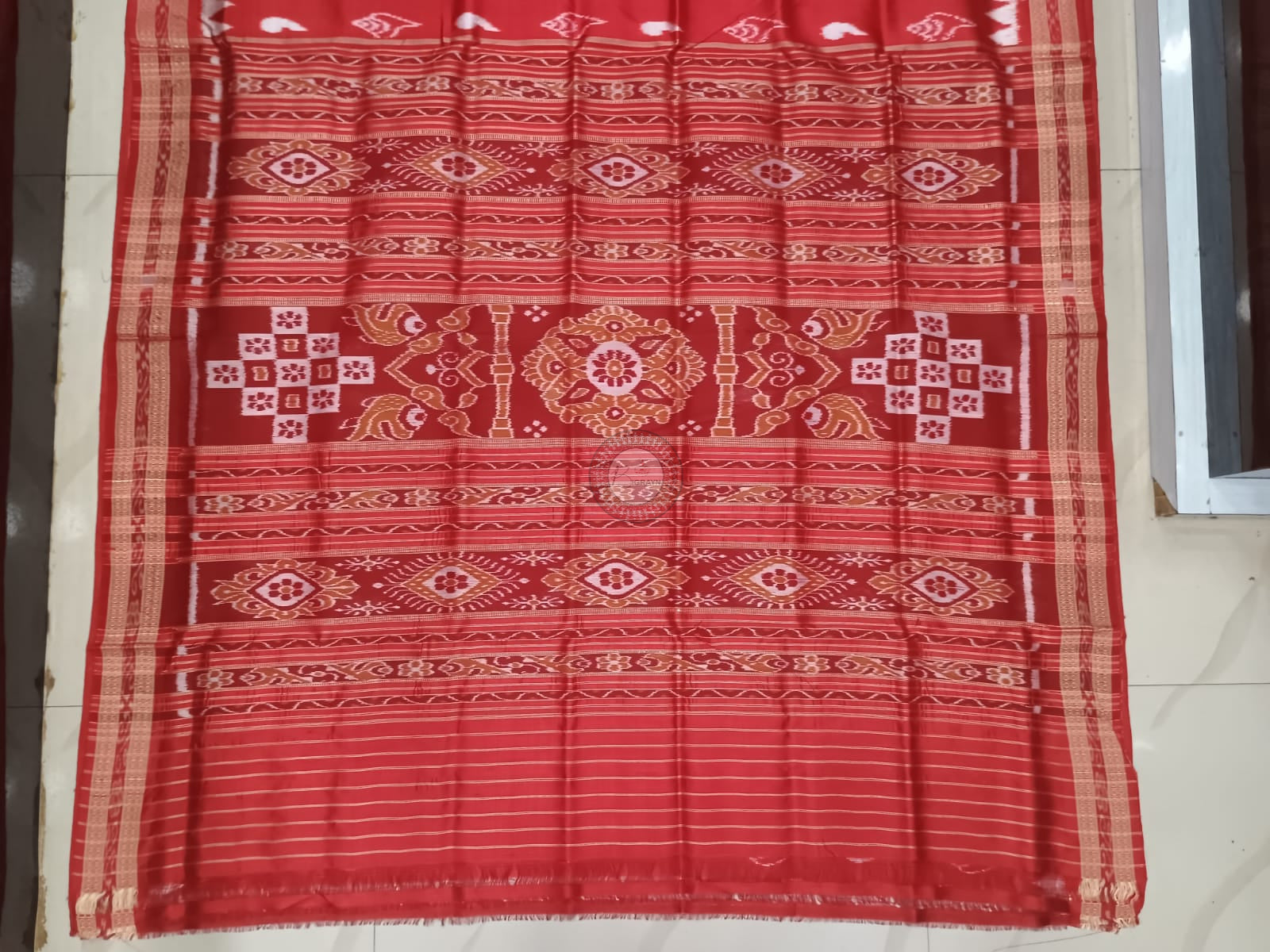Red Sankha Design Khandua Silk Saree