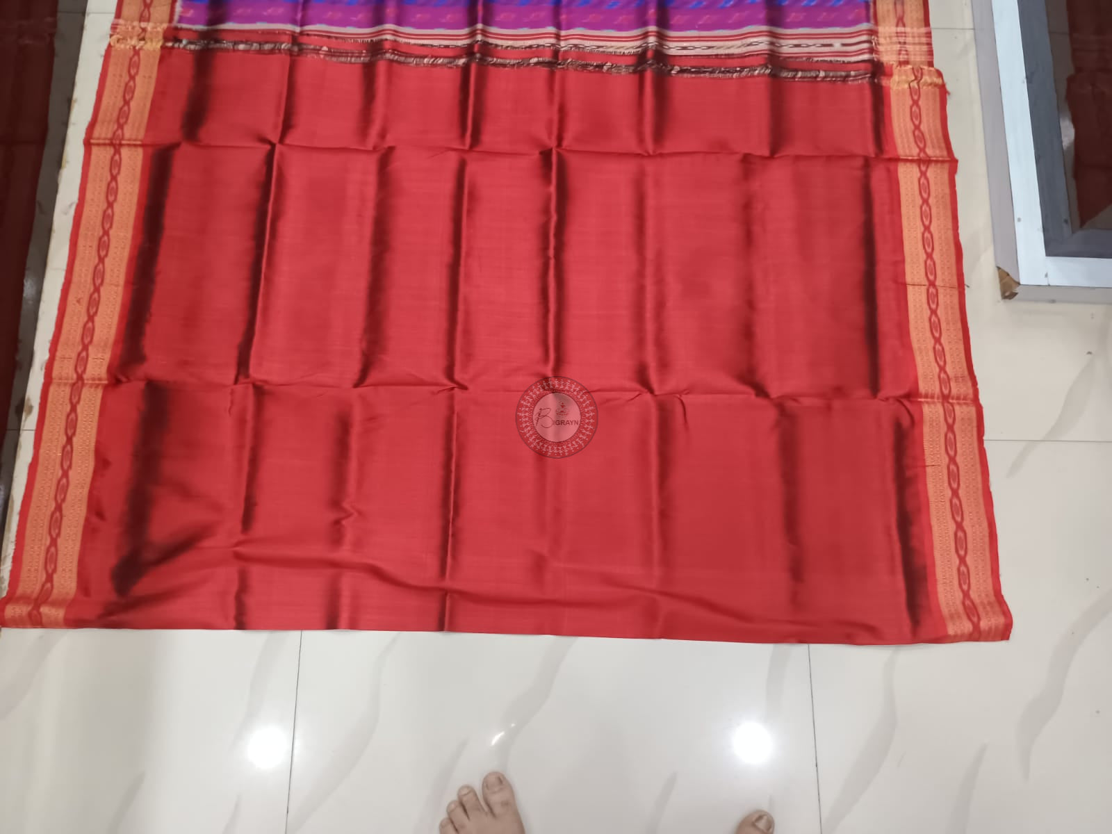 Purple Red Multi Colour Dots Design Khandua Silk Saree