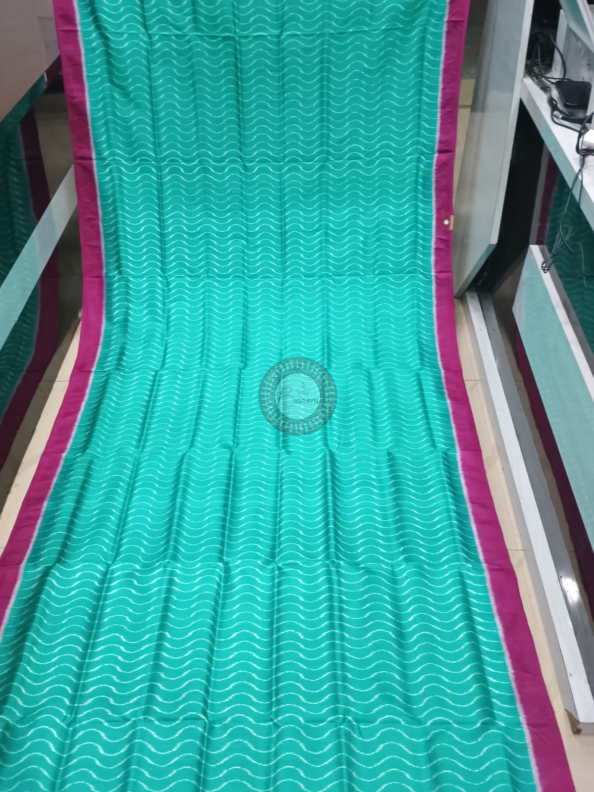 Sea Green Magenta Weave Design Mulberry Silk Saree