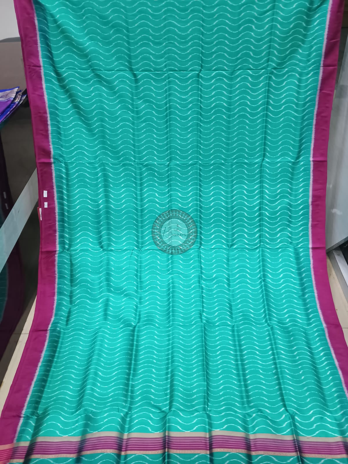 Sea Green Magenta Weave Design Mulberry Silk Saree