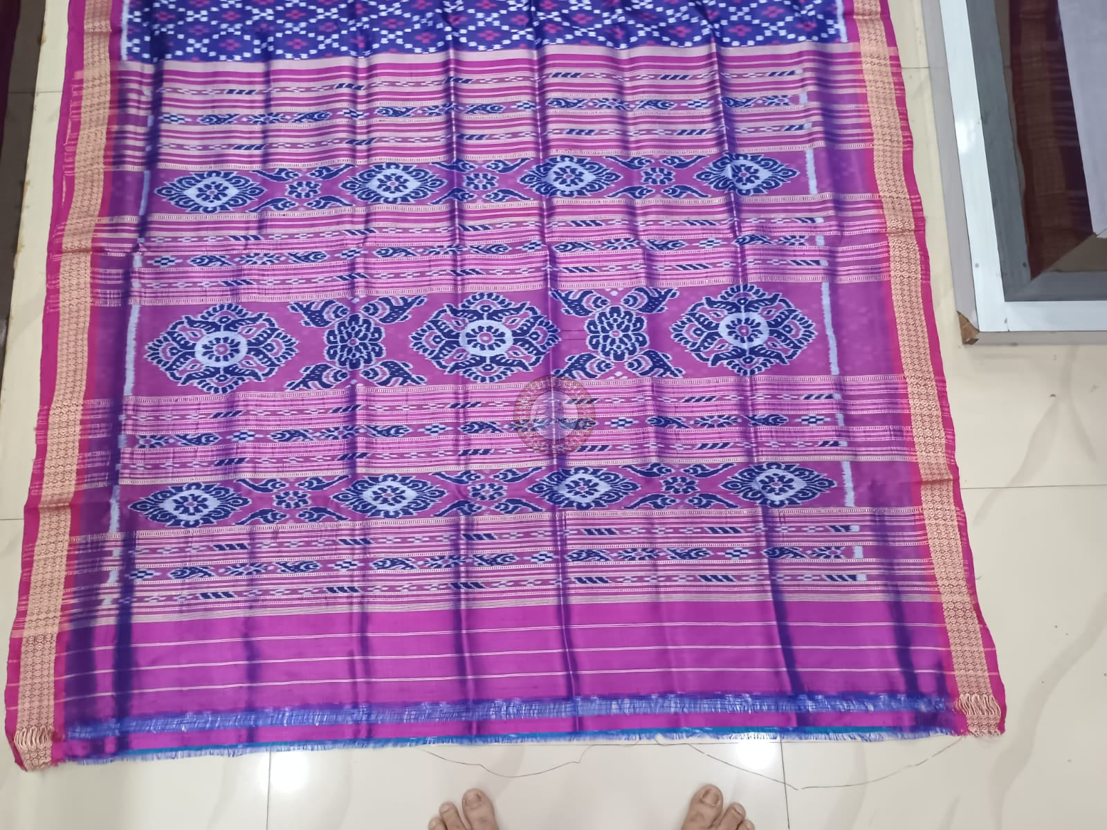 Blue Magenta Tarabali Design Pasapali Mulberry Silk Saree