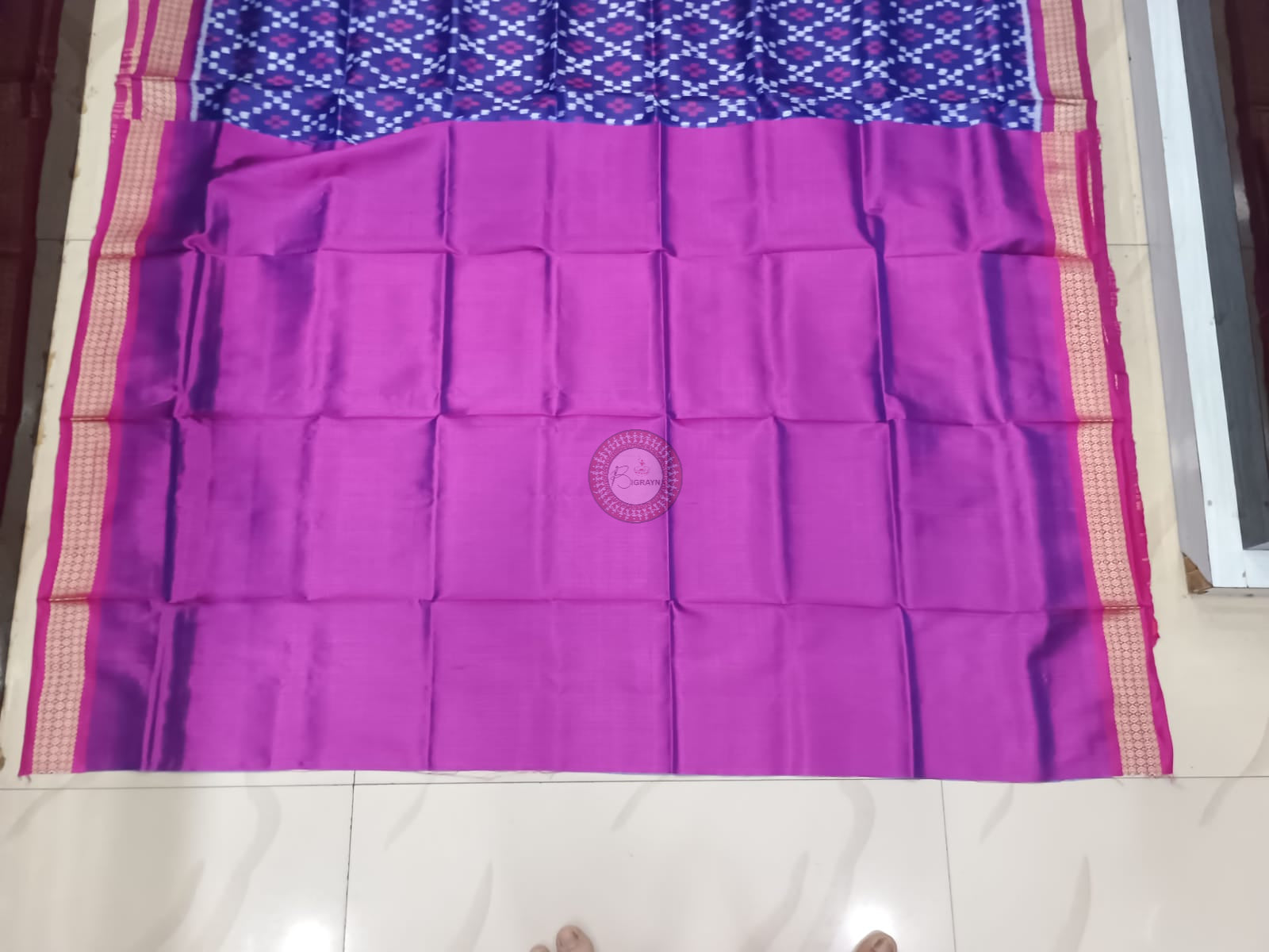 Blue Magenta Tarabali Design Pasapali Mulberry Silk Saree