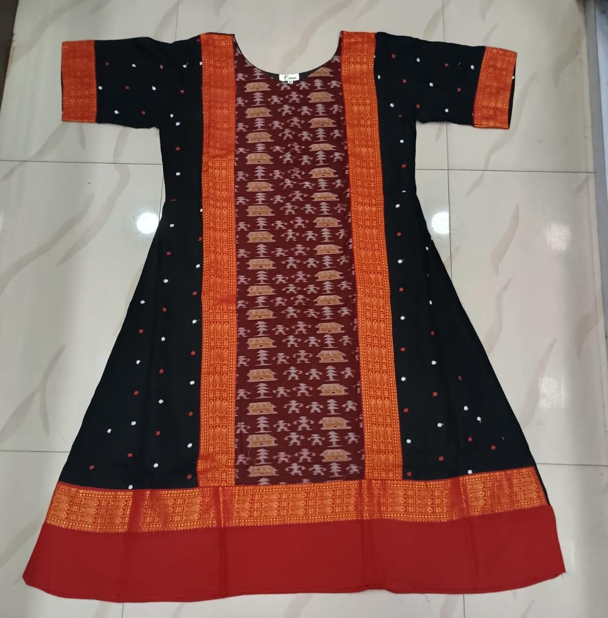 Black Maroon Tribal And House Designer A-Line Anarkali