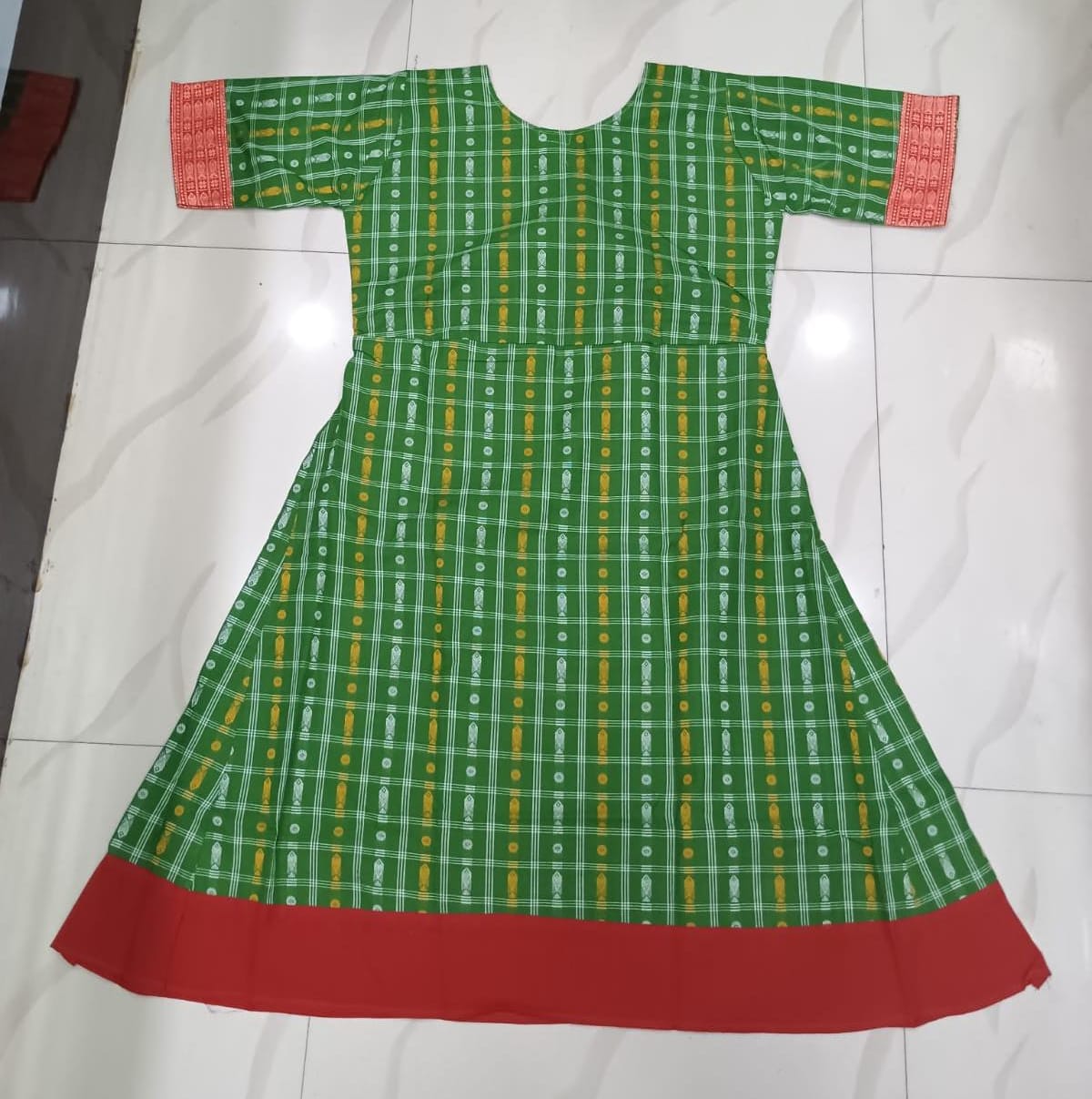Green Multicolor Pasapali Designer A-Line Anarkali