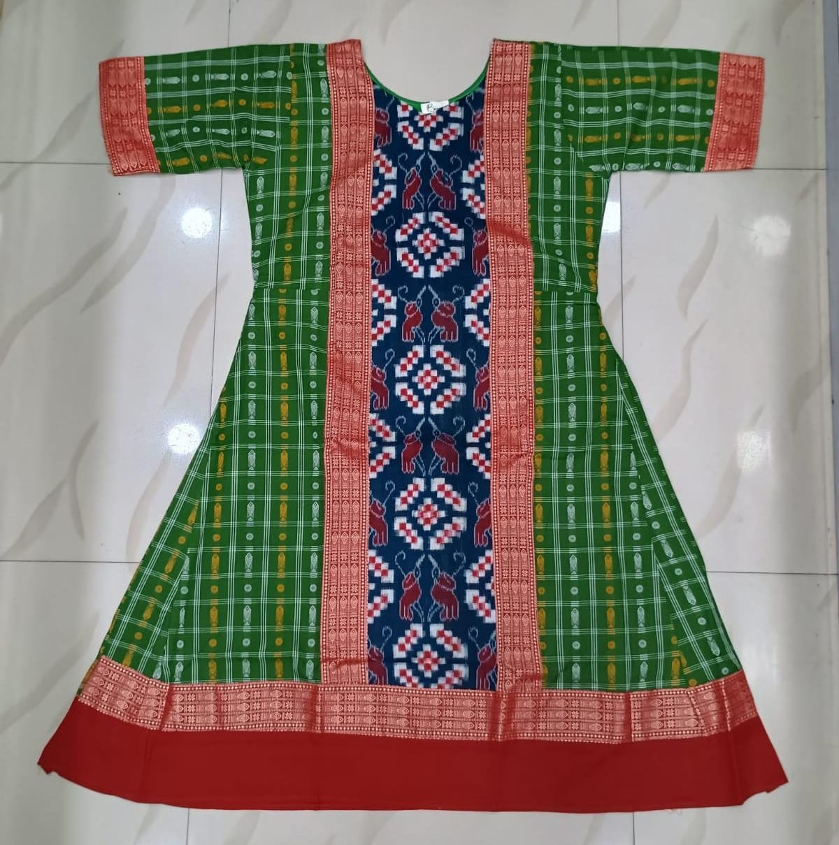 Green Multicolor Pasapali Designer A-Line Anarkali