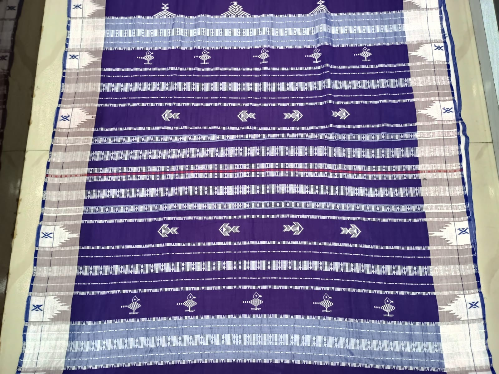 Dual Shade Purple White Plain Border Odisha Handloom Kotpad Cotton Saree