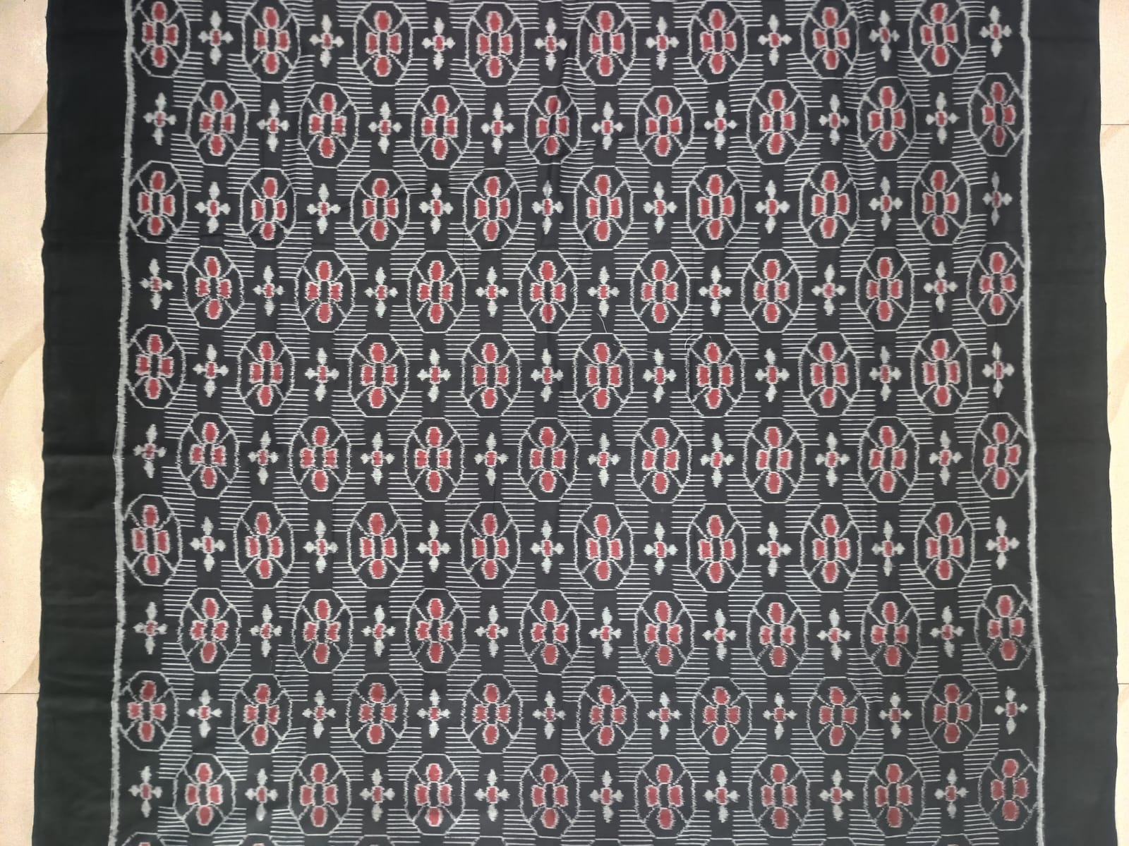 Black Maroon Flower Design Sambalpuri Fabrics