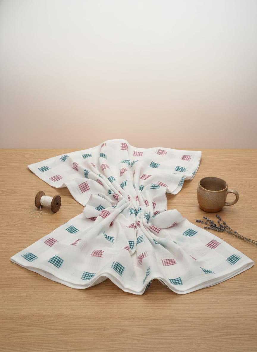 White Mini Pasapali Design Sambalpuri Fabrics