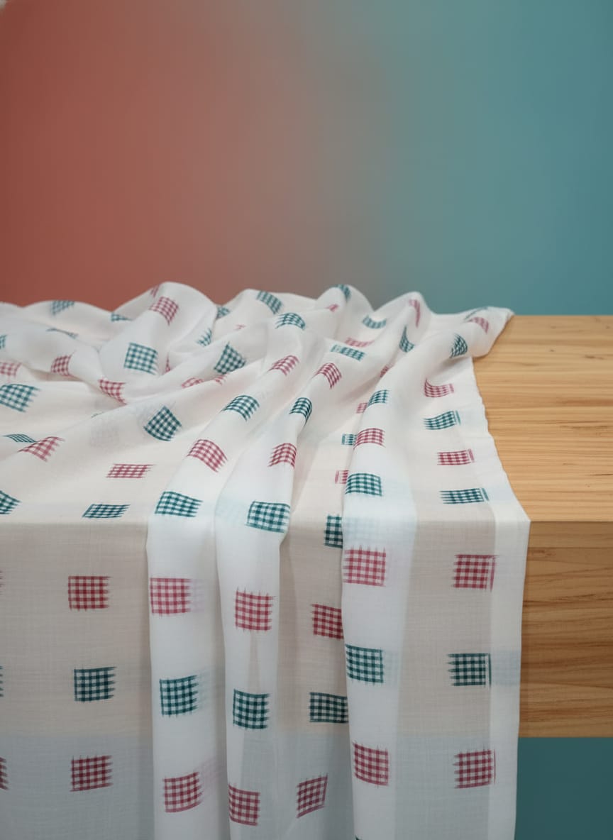 White Mini Pasapali Design Sambalpuri Fabrics