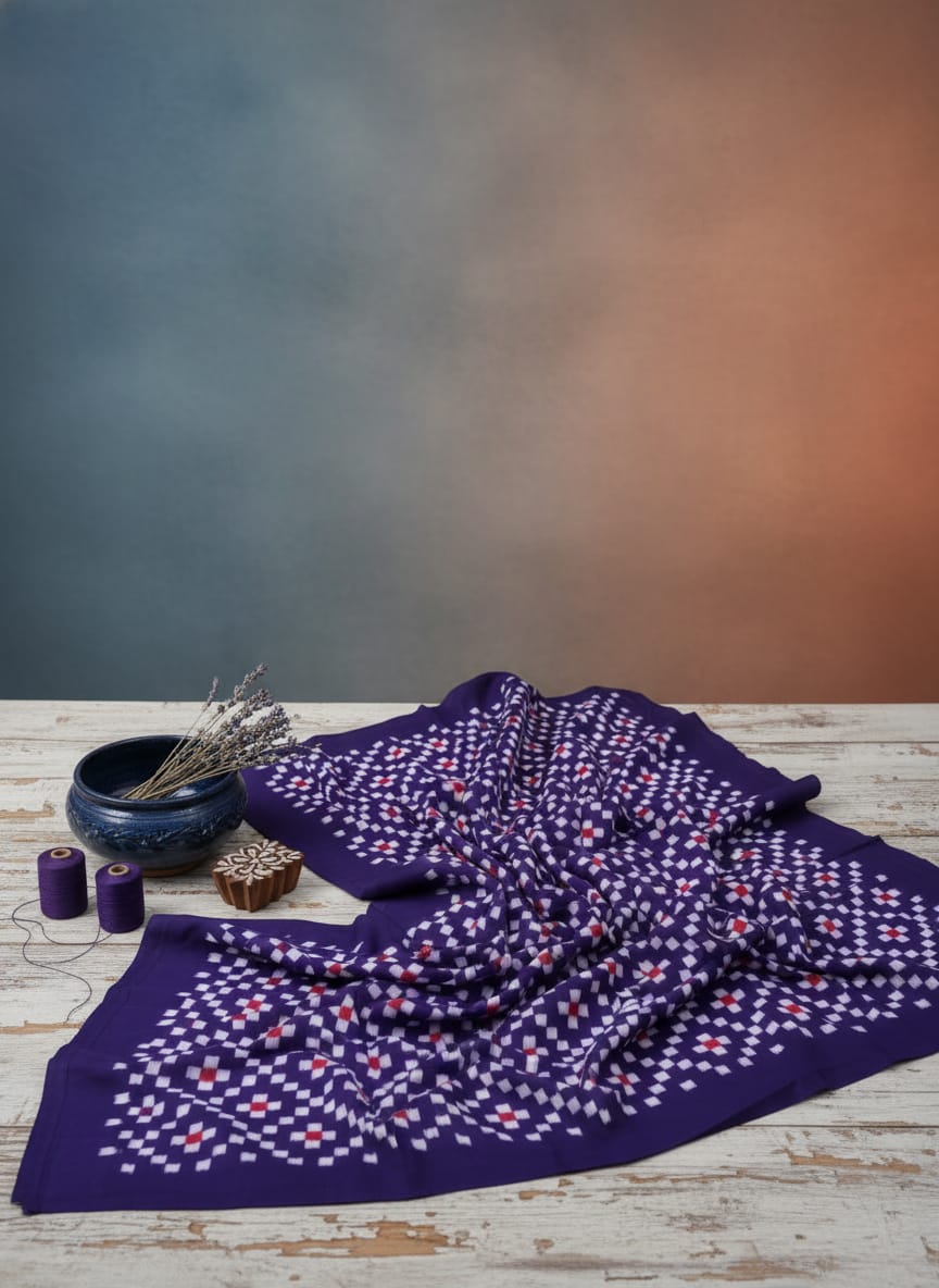 Purple Multi colour Pasapali Design Sambalpuri Fabrics