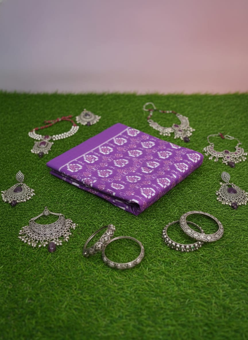 Purple Multi colour Tribal And Pasapali Design Sambalpuri Fabrics