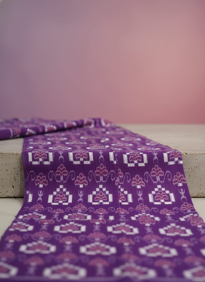 Purple Multi colour Tribal And Pasapali Design Sambalpuri Fabrics