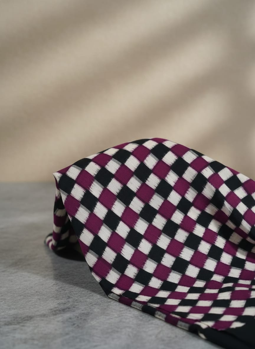 Purple Black White Pasapali Design Sambalpuri Fabrics